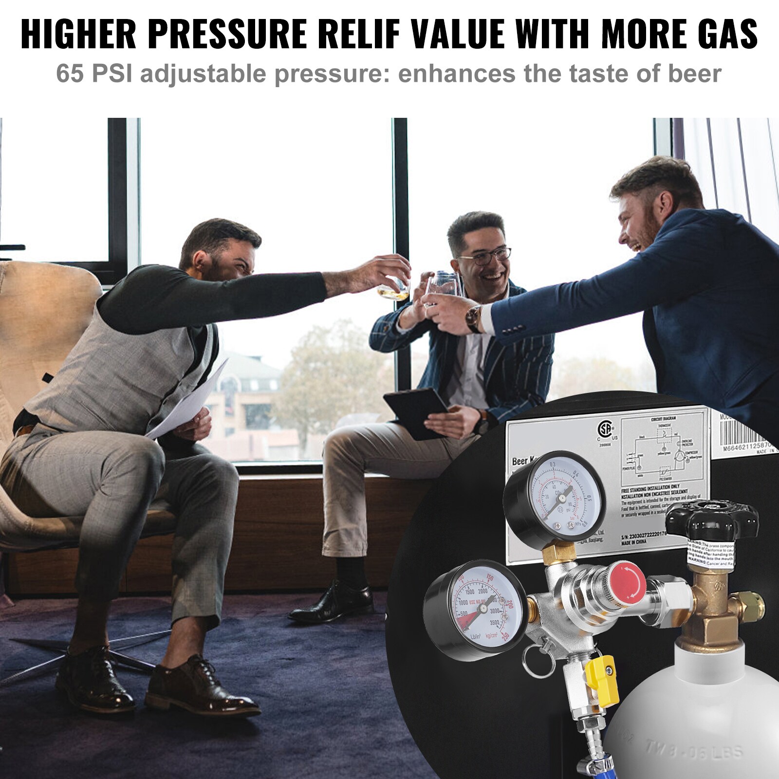 Válvula de control de doble medición de gases con regulador de dióxido de carbono SVOPESYJDJQ2101275V0