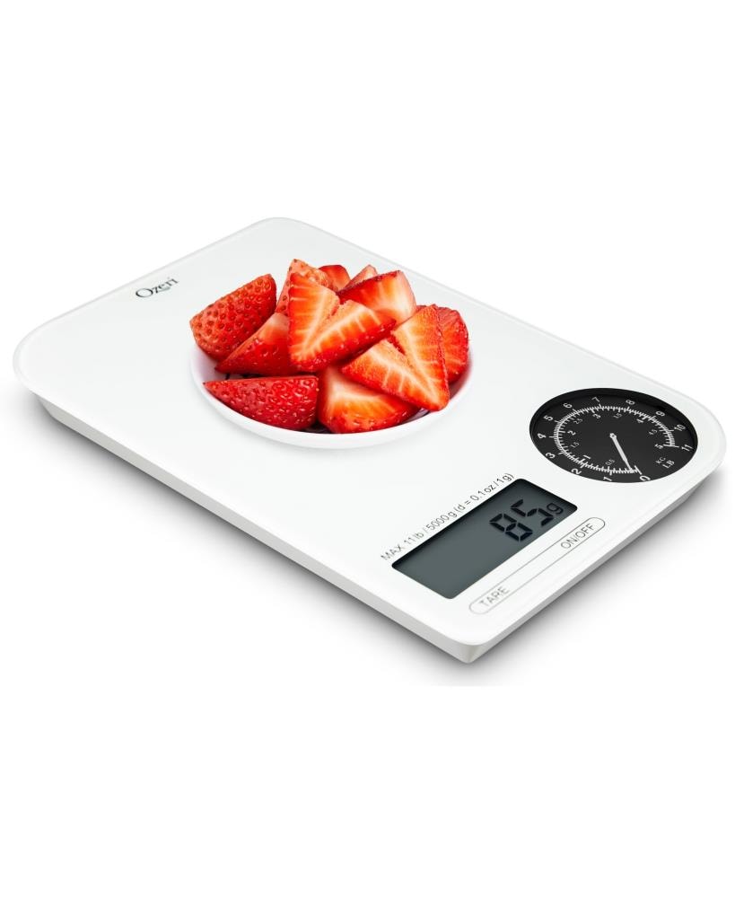 Báscula de cocina digital a batería Ozeri en Negro sobre Blanco ZK18-WB