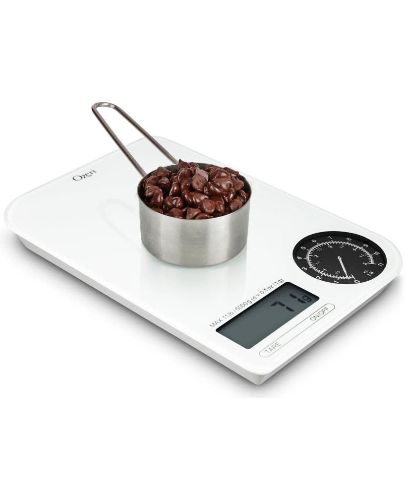 Báscula de cocina digital a batería Ozeri en Negro sobre Blanco ZK18-WB