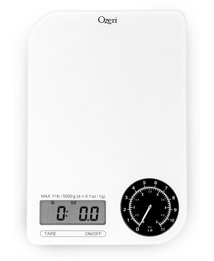 Báscula de cocina digital a batería Ozeri en Negro sobre Blanco ZK18-WB