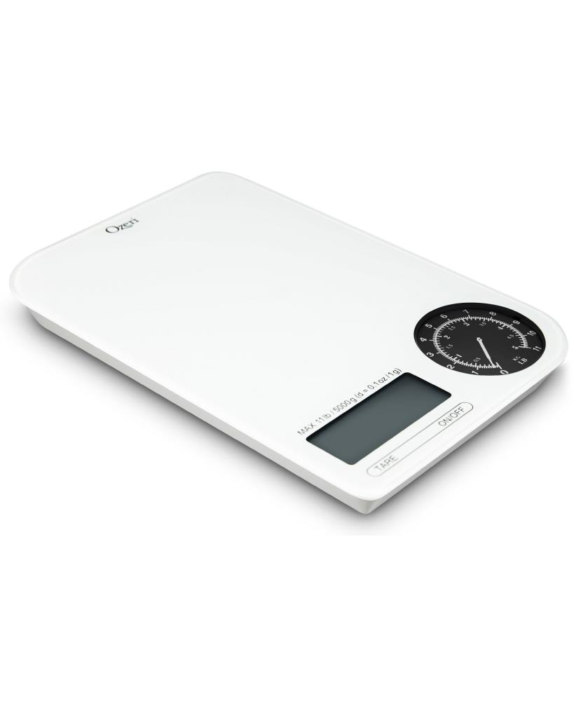 Báscula de cocina digital a batería Ozeri en Negro sobre Blanco ZK18-WB