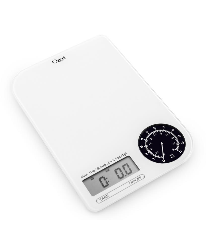 Báscula de cocina digital a batería Ozeri en Negro sobre Blanco ZK18-WB