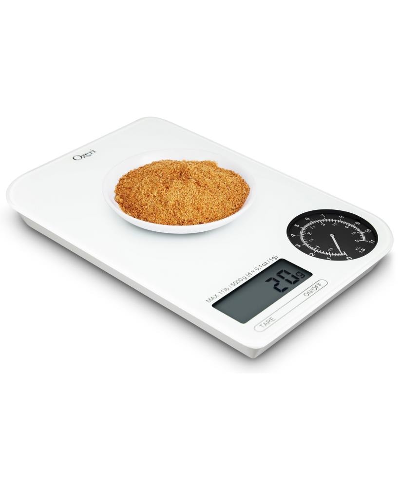 Báscula de cocina digital a batería Ozeri en Negro sobre Blanco ZK18-WB