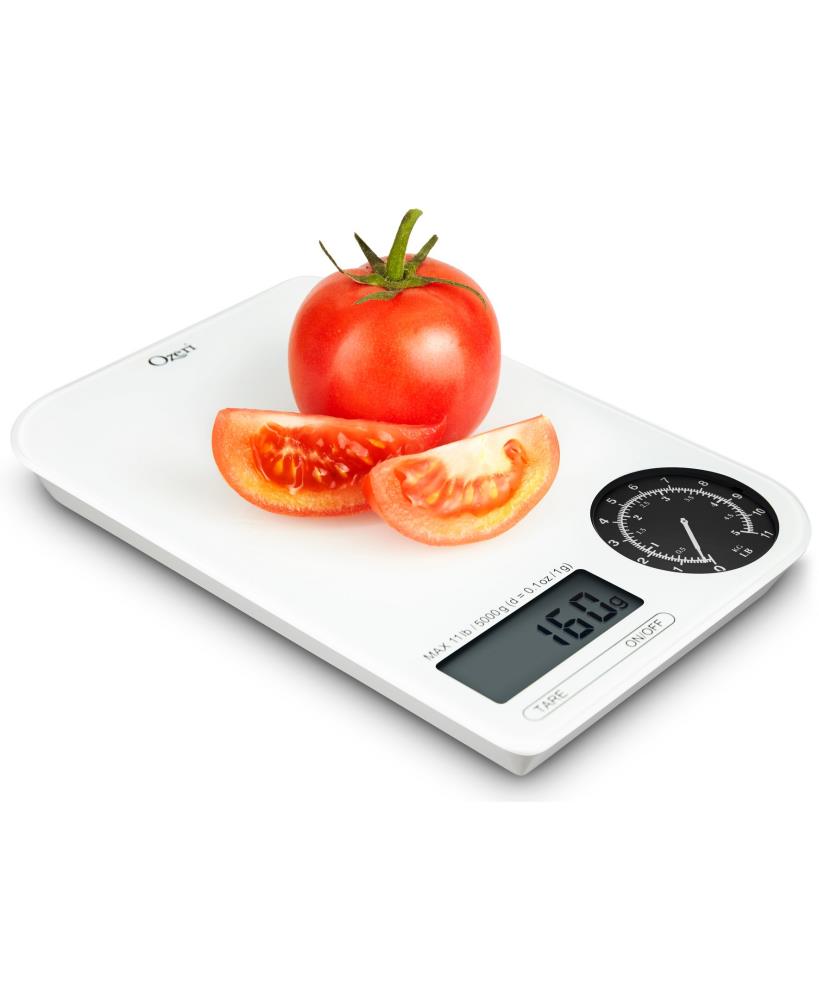 Báscula de cocina digital a batería Ozeri en Negro sobre Blanco ZK18-WB