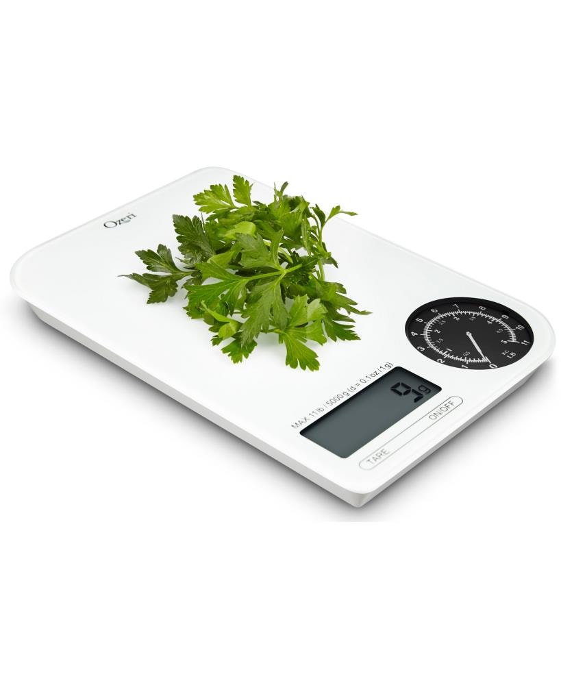 Báscula de cocina digital a batería Ozeri en Negro sobre Blanco ZK18-WB