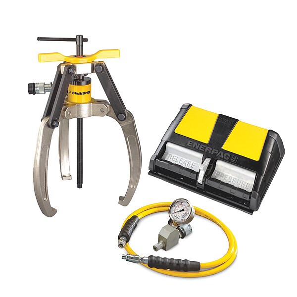 Enerpac LGHS314A, 14 Ton, 3 Jaw, Hydraulic Lock-Grip Puller Set with Air Pump - LGHS314A