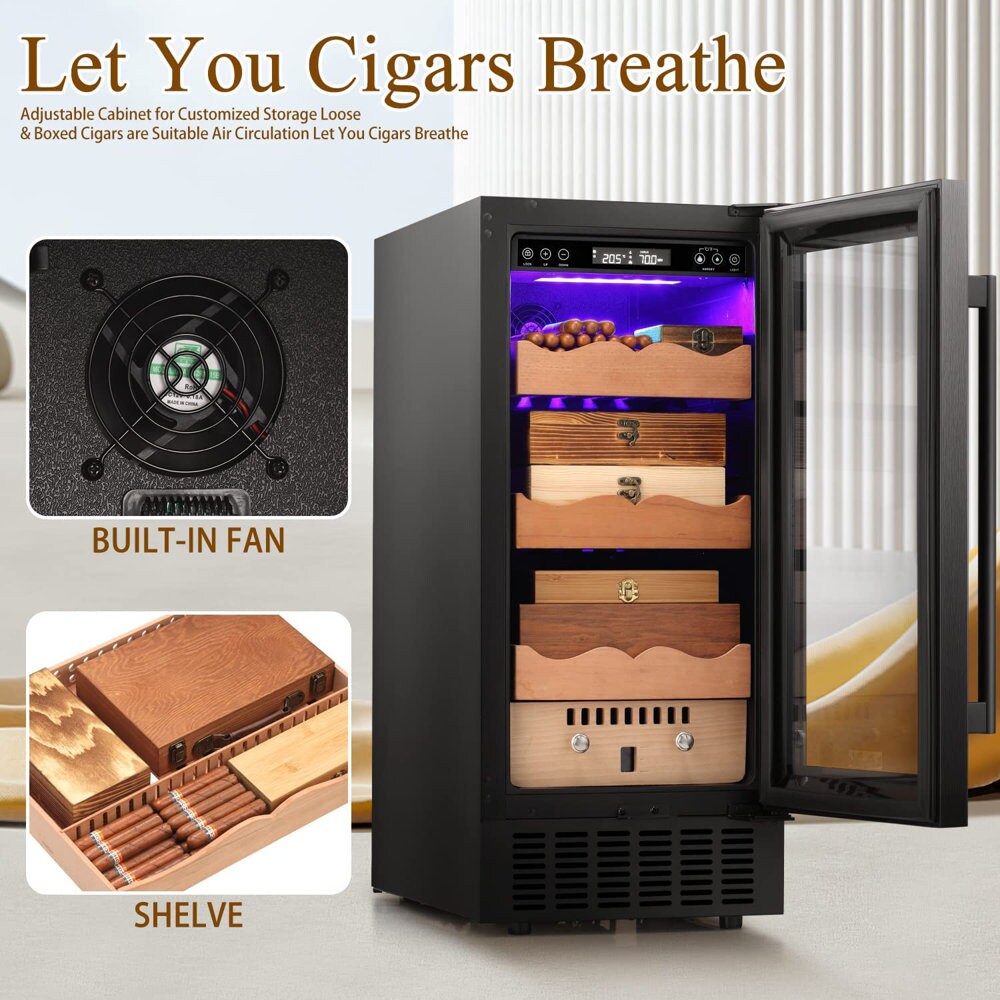 Gabinete Humidor Negro Independiente COWSAR de 34.25 pulgadas x 14.96 pulgadas x 22.76 pulgadas con Higrómetro Digital (Capacidad para 400 cigarros) LSX5196H-NEGRO