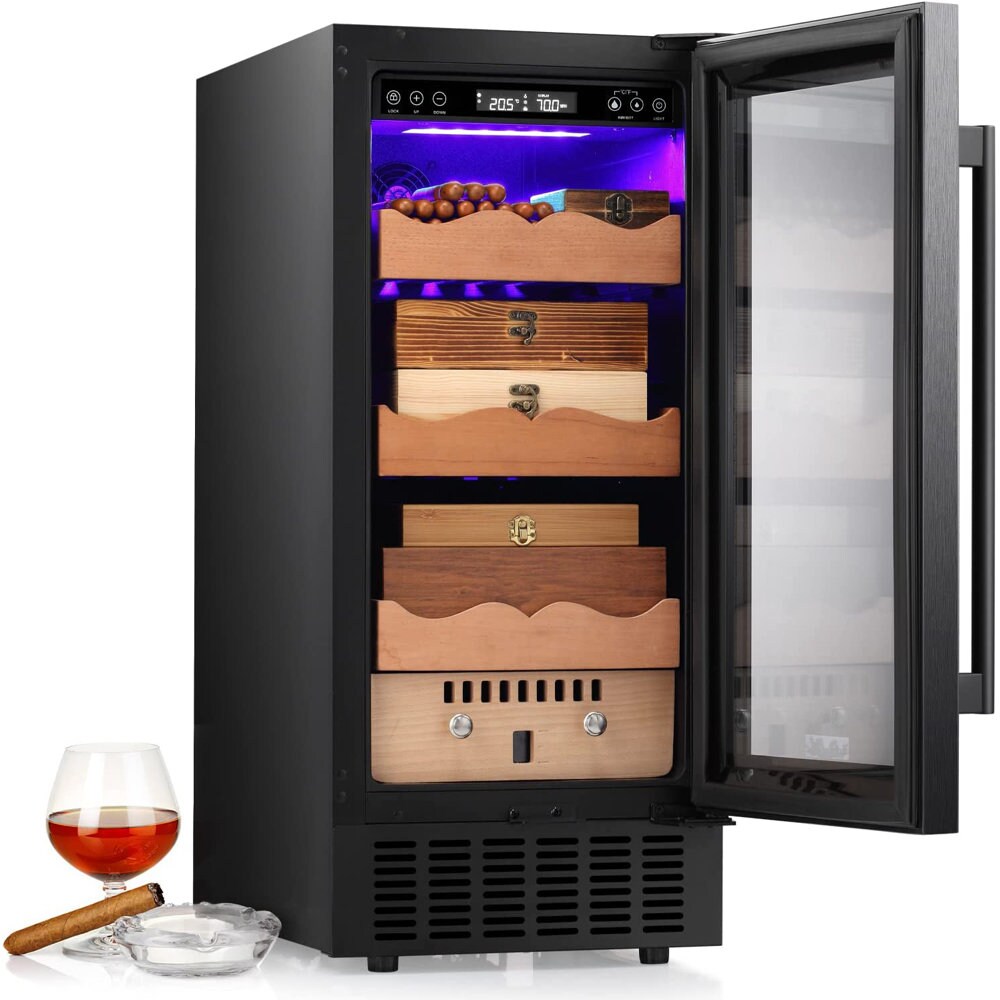 Gabinete Humidor Negro Independiente COWSAR de 34.25 pulgadas x 14.96 pulgadas x 22.76 pulgadas con Higrómetro Digital (Capacidad para 400 cigarros) LSX5196H-NEGRO
