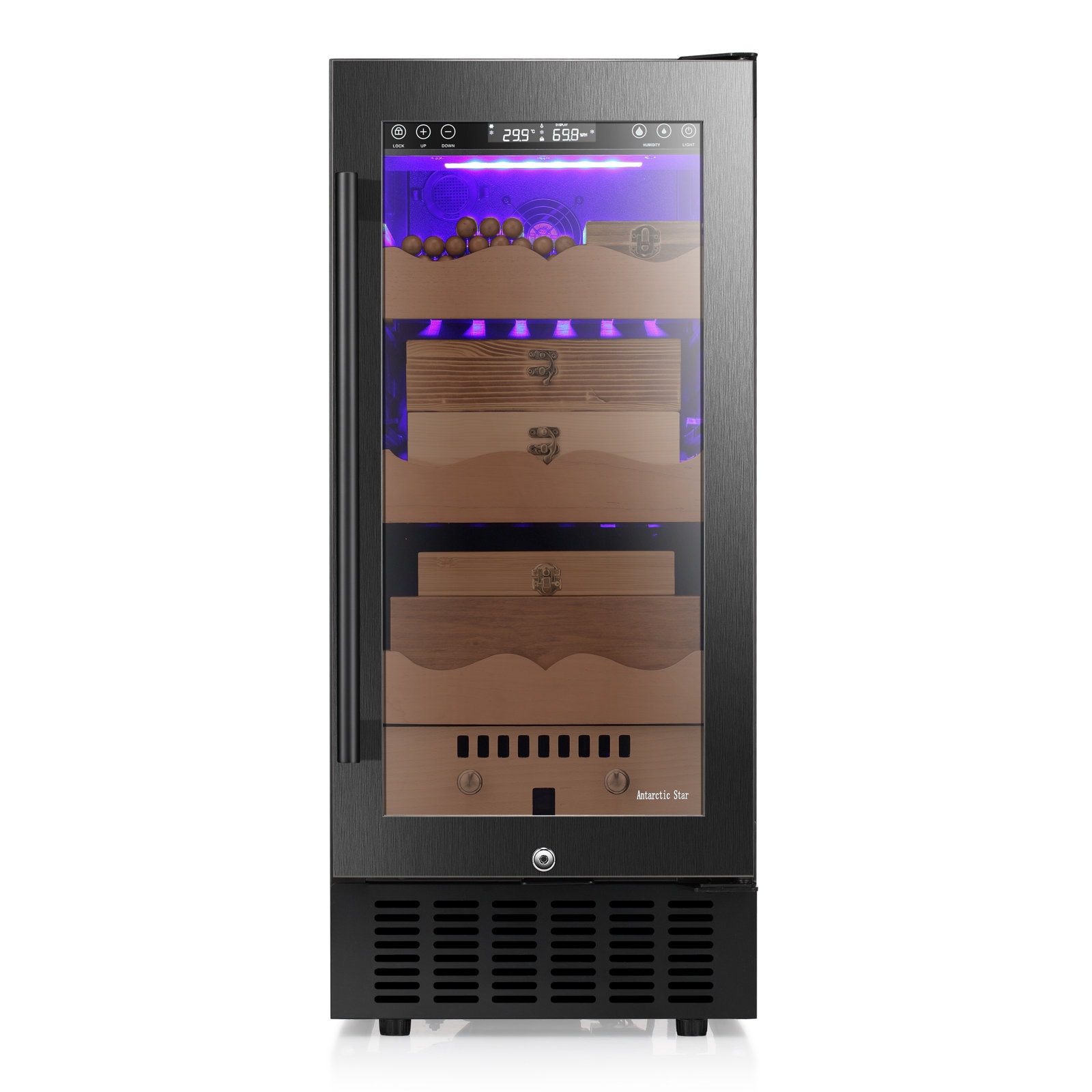 Gabinete Humidor Negro Independiente COWSAR de 34.25 pulgadas x 14.96 pulgadas x 22.76 pulgadas con Higrómetro Digital (Capacidad para 400 cigarros) LSX5196H-NEGRO