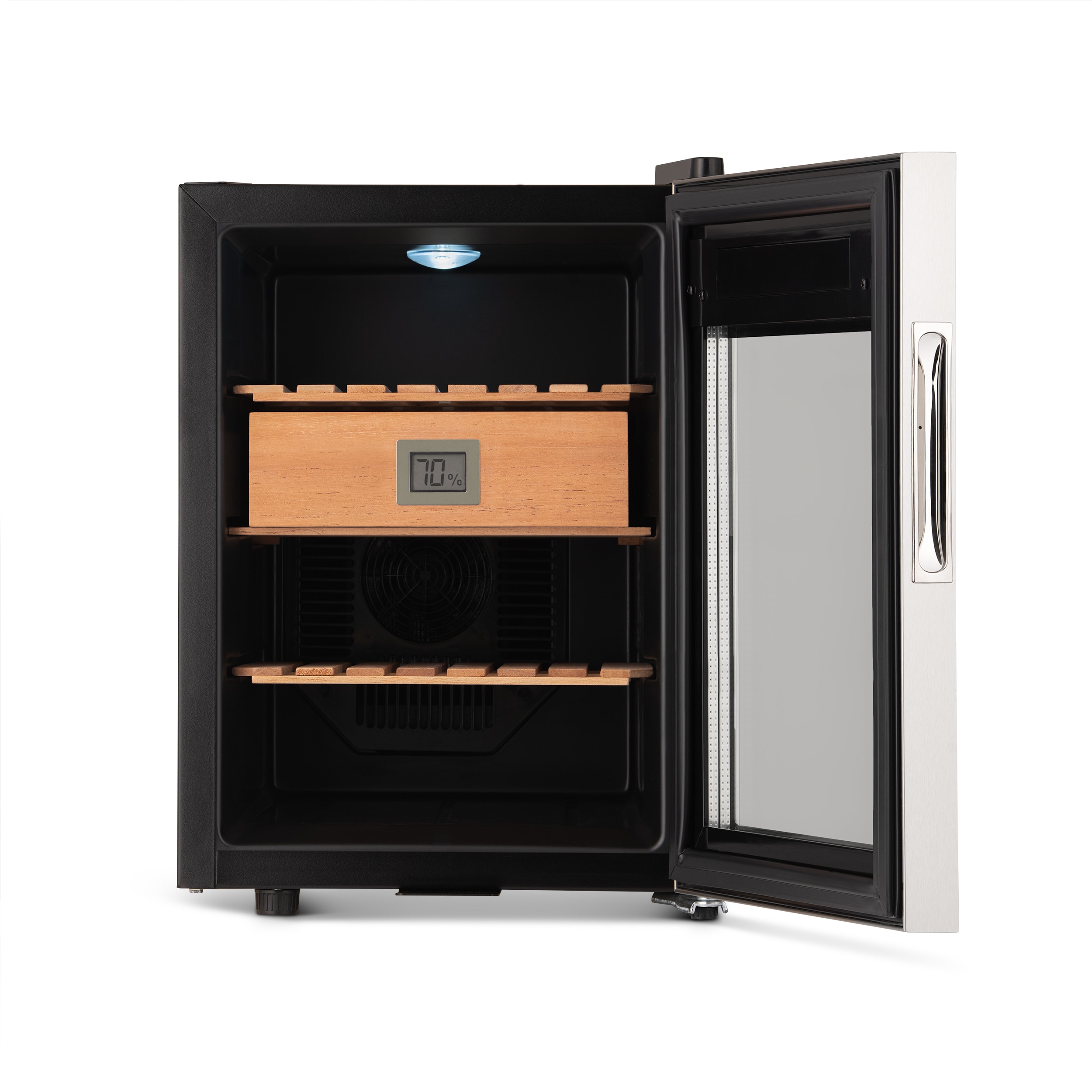 Humidor de mesa independiente de acero inoxidable con higrómetro digital (capacidad para 250 puros) NCH250SS01 - 18.50 pulgadas x 13.60 pulgadas x 19.30 pulgadas