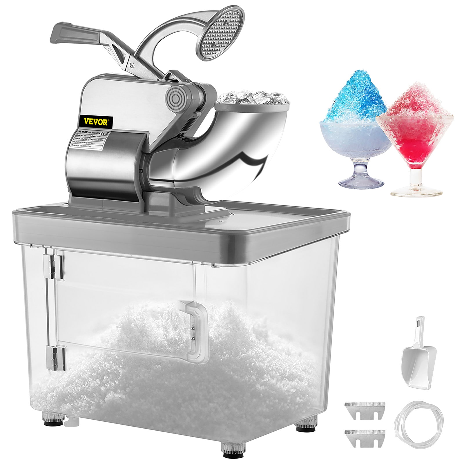 Fabricador de raspados de acero inoxidable y silicona, capacidad de 400 libras/h a 1450 R/min, 110V, 300W - SBJ300XTDYS000001V1