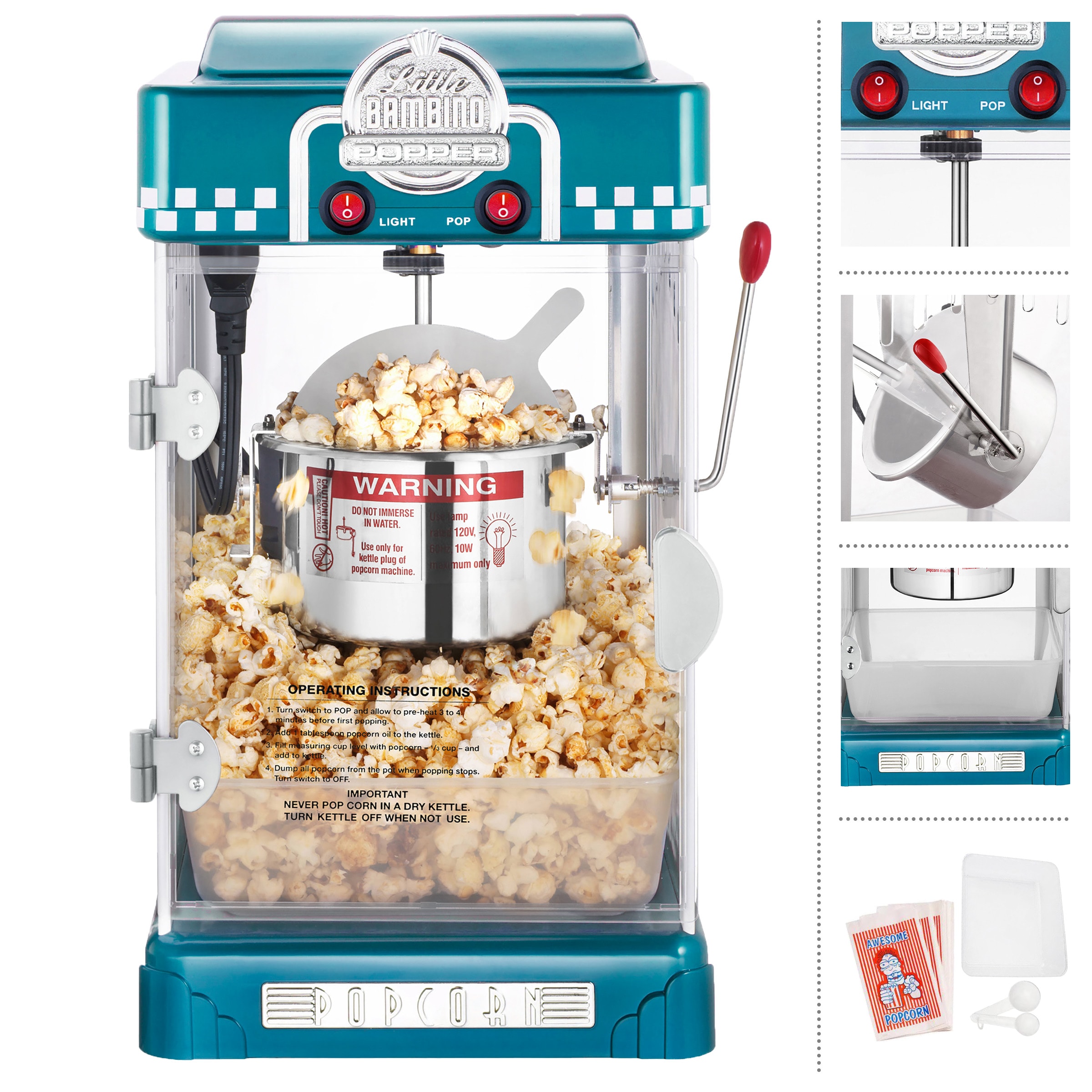 Máquina para hacer palomitas de maíz en la encimera con aceite azul de 16 tazas de Great Northern Popcorn