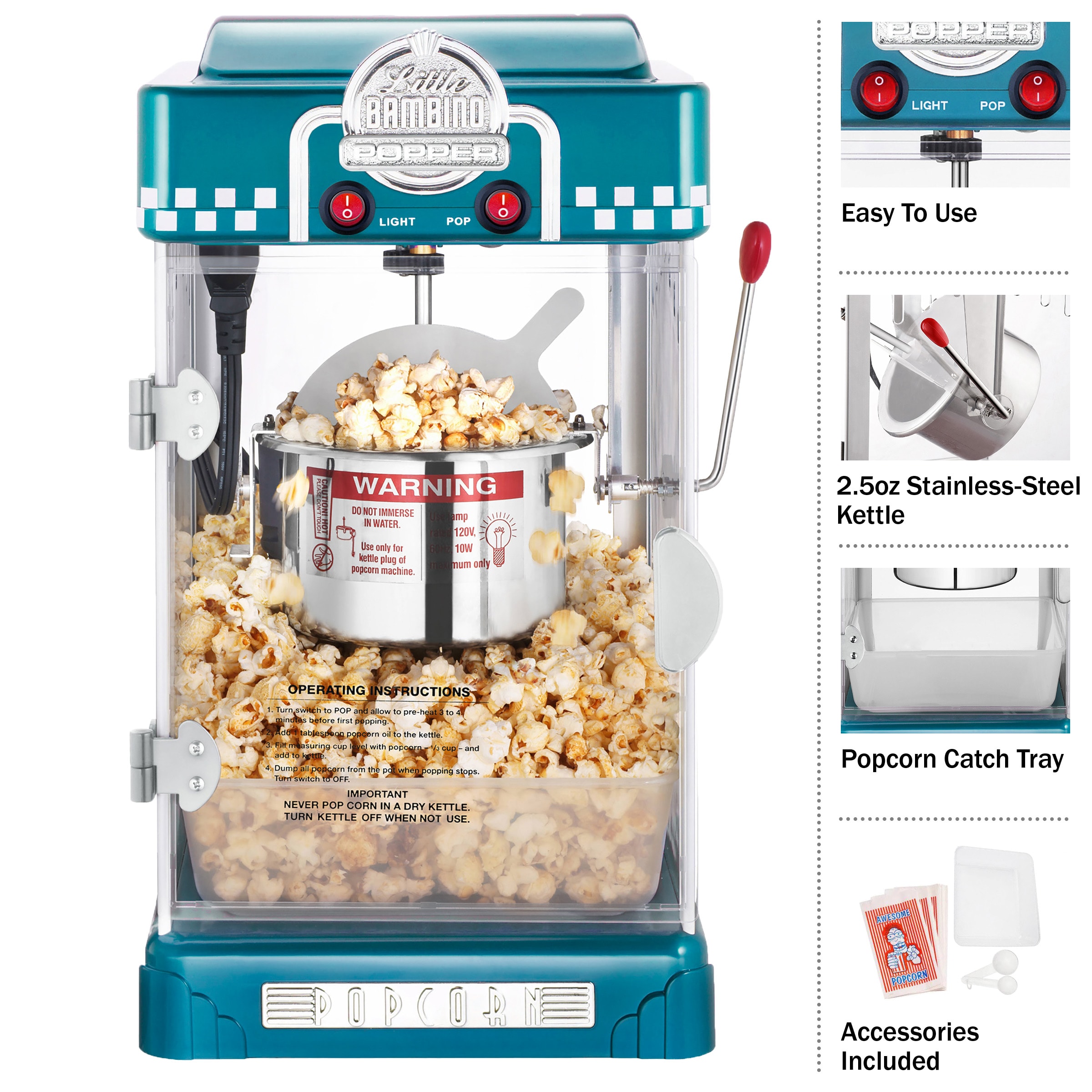 Máquina para hacer palomitas de maíz en la encimera con aceite azul de 16 tazas de Great Northern Popcorn