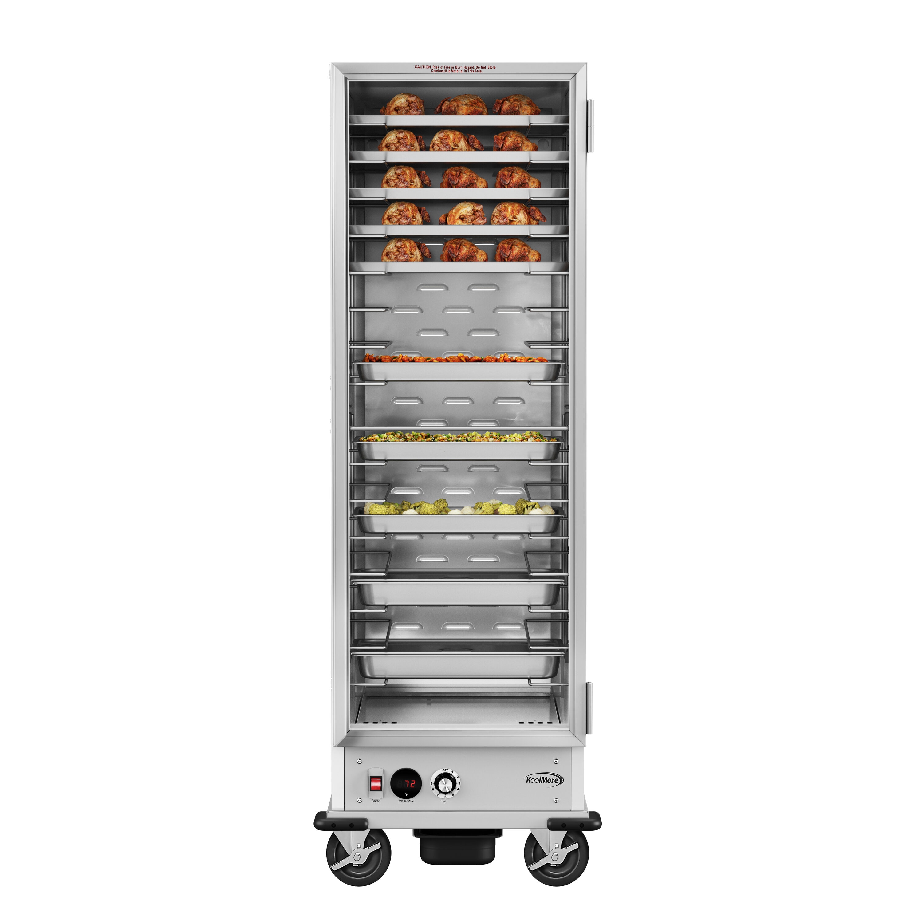 Charola eléctrica de calentamiento comercial de 940 cuartos LOW-KM-CH36-WNGL de KoolMore - Estación 1