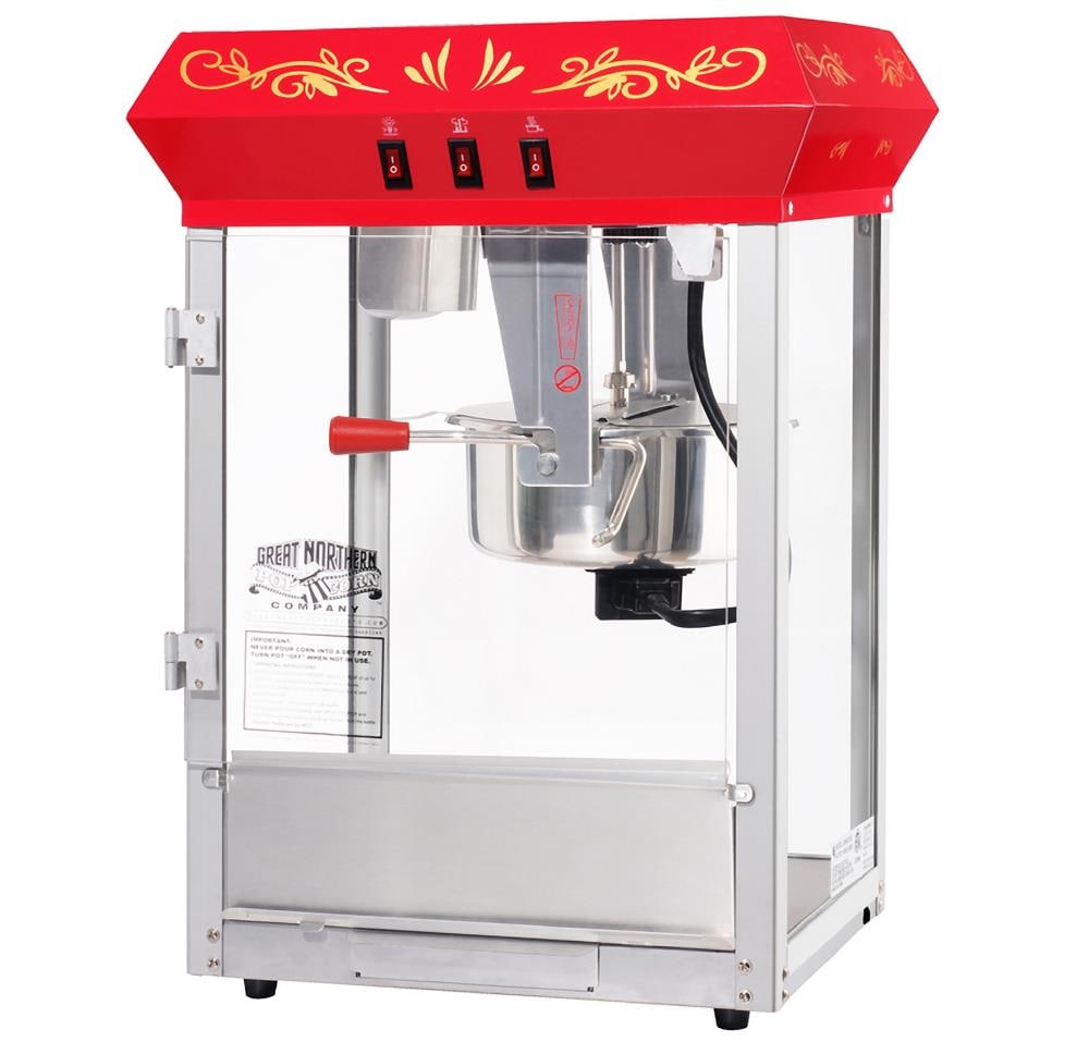 Máquina para hacer palomitas de maíz de acero inoxidable en la encimera con aceite de Great Northern Popcorn