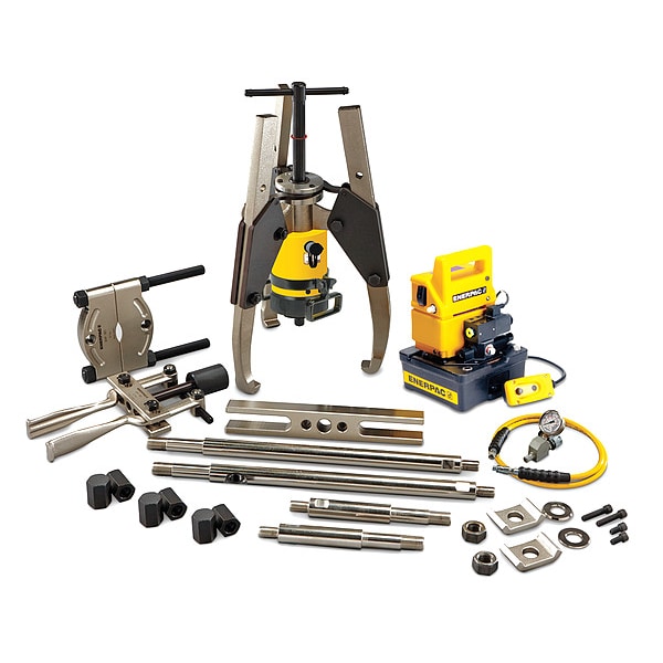 Enerpac LGHMS364EB, 64 Ton, 3 Jaw, Hydraulic Lock-Grip Master Puller Set with Electric Pump, 115V - LGHMS364EB