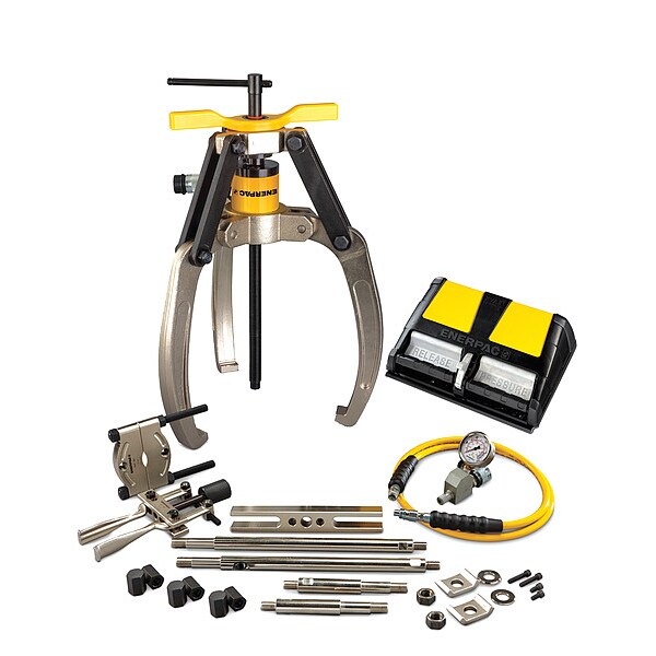 Enerpac LGHMS324A, 24 Ton, 3 Jaw, Hydraulic Lock-Grip Master Puller Set with Air Pump - LGHMS324A