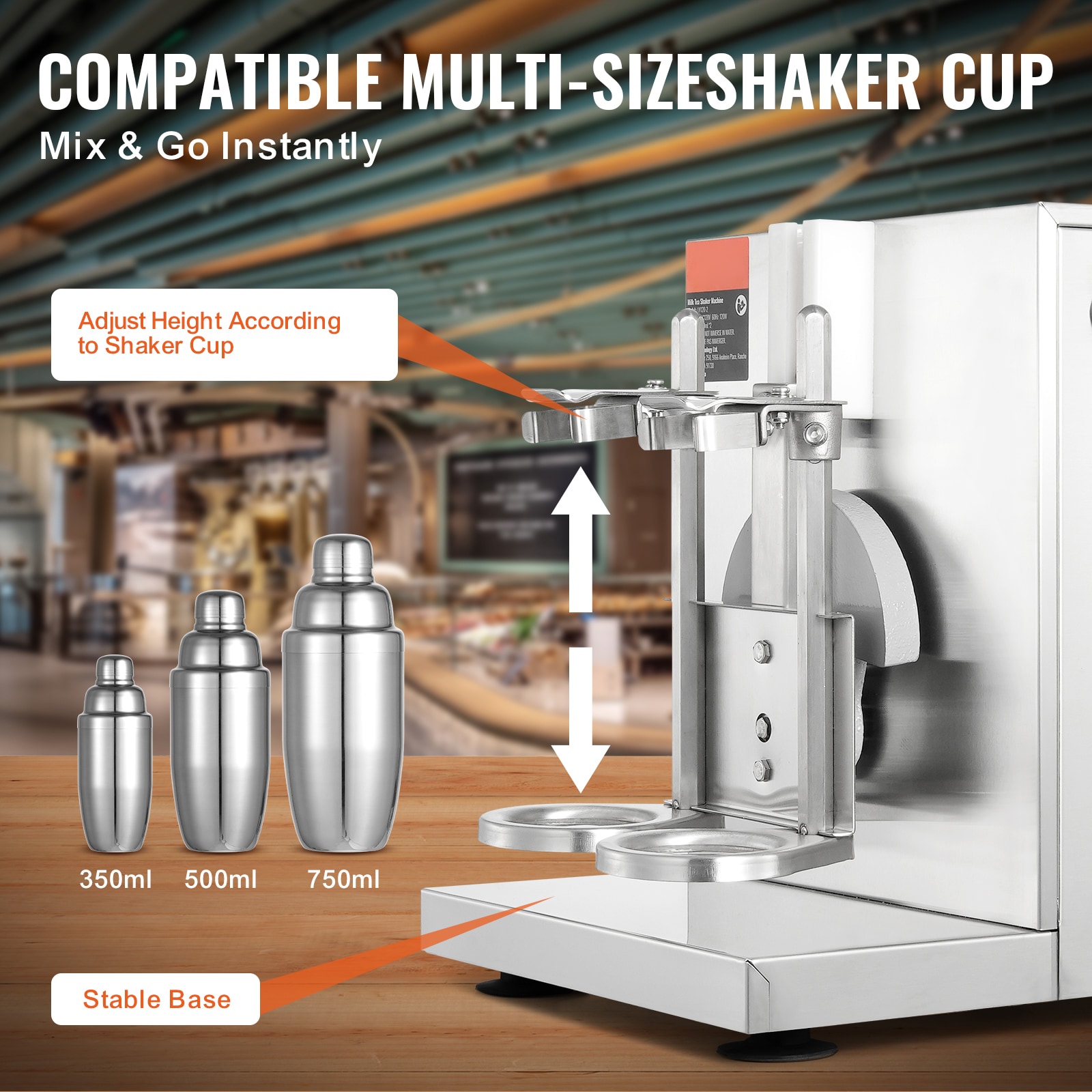 Batidora de té de leche VEVOR con doble taza, carcasa de acero inoxidable y separador de crema enchufable NCYYJ000000000001V1