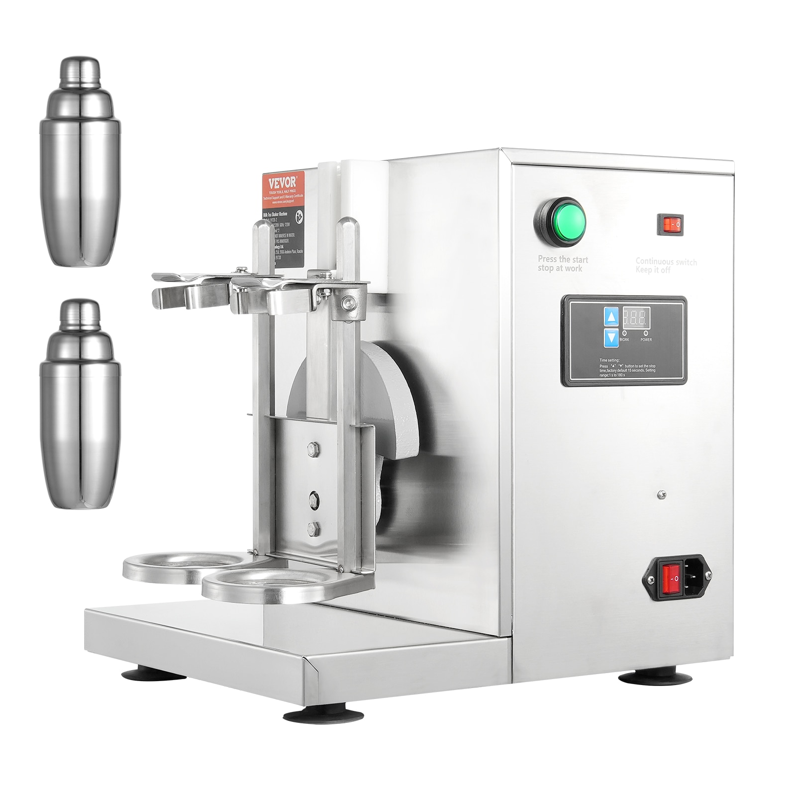 Batidora de té de leche VEVOR con doble taza, carcasa de acero inoxidable y separador de crema enchufable NCYYJ000000000001V1