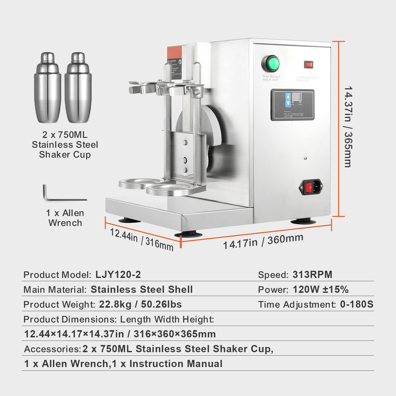 Batidora de té de leche VEVOR con doble taza, carcasa de acero inoxidable y separador de crema enchufable NCYYJ000000000001V1