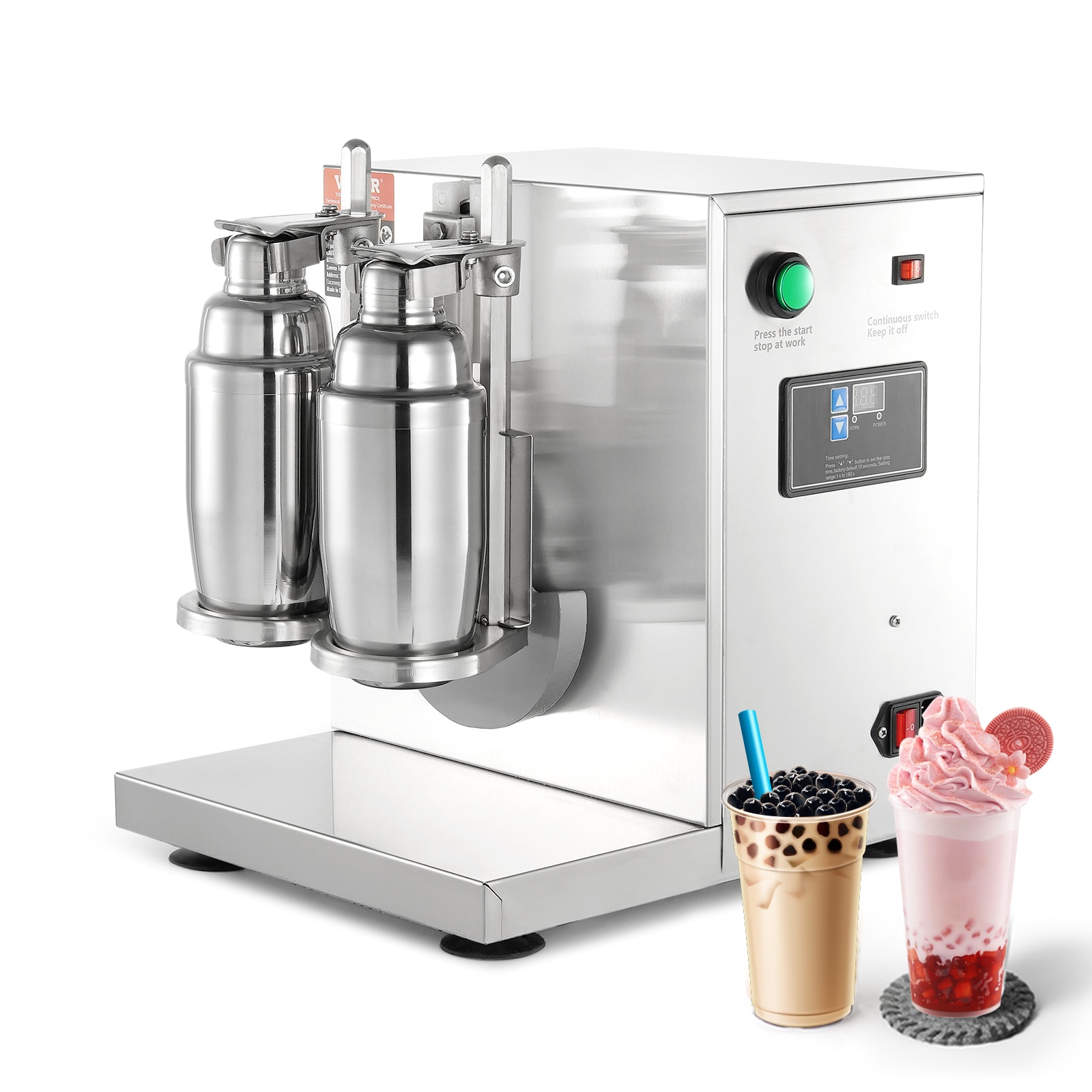 Batidora de té de leche VEVOR con doble taza, carcasa de acero inoxidable y separador de crema enchufable NCYYJ000000000001V1