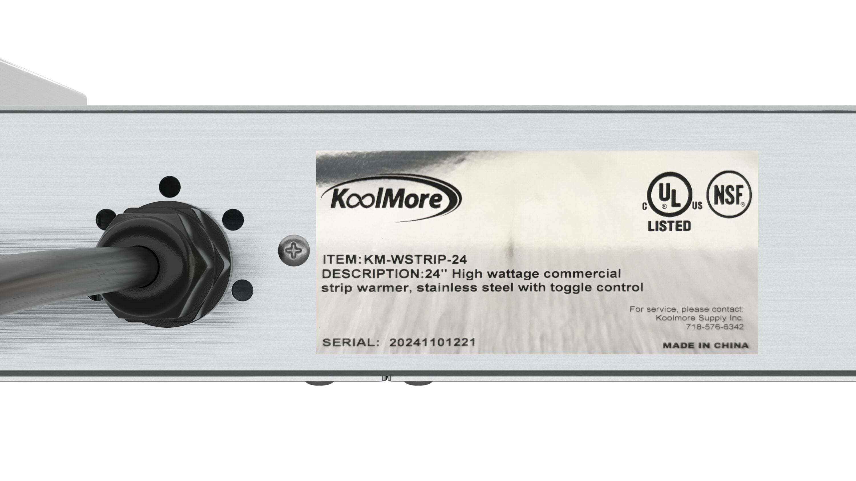 Calentador de comida eléctrico comercial de 1 estación KoolMore LOW-KM-WSTRIP-24