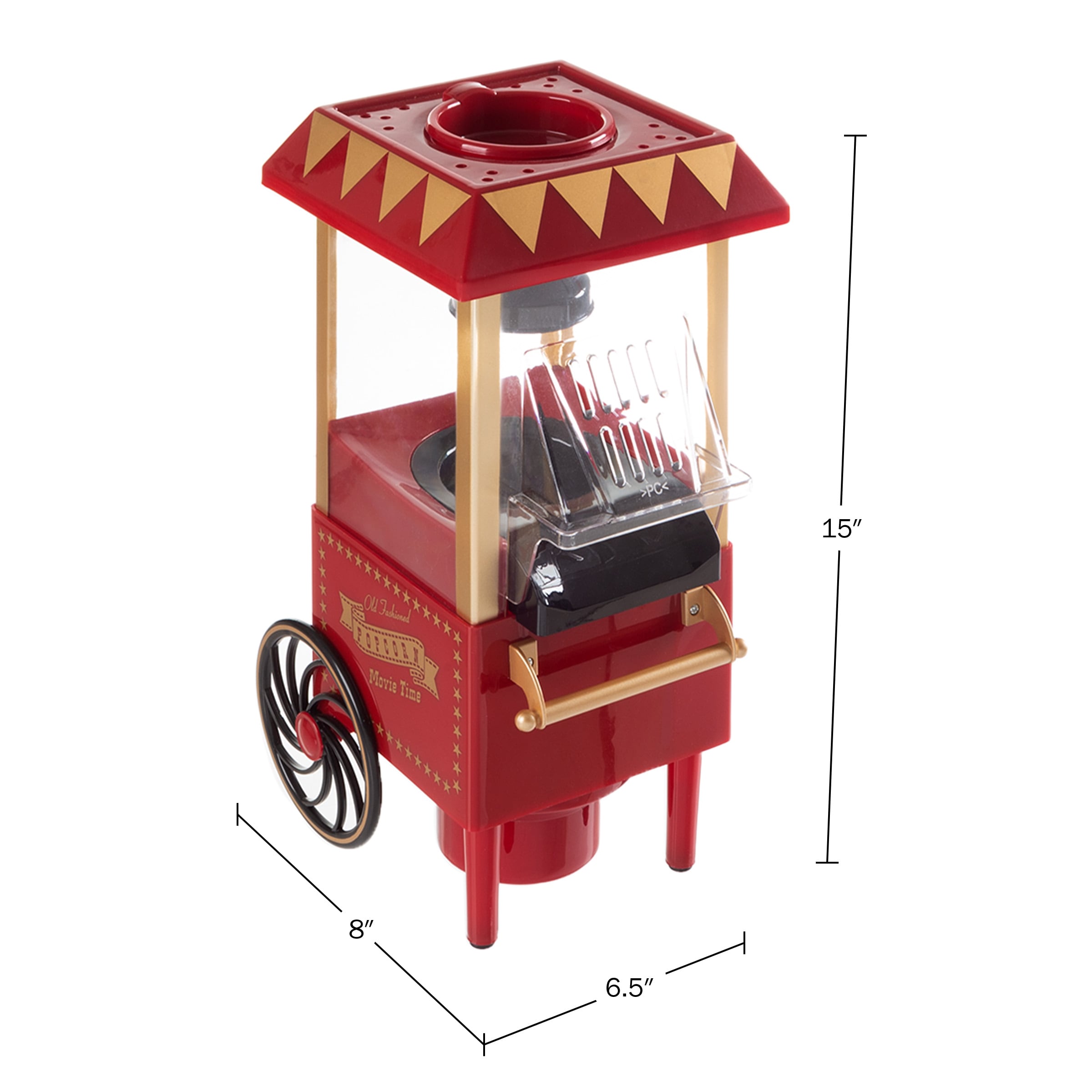 Máquina para hacer palomitas estilo vintage en rojo con capacidad para 6 tazas