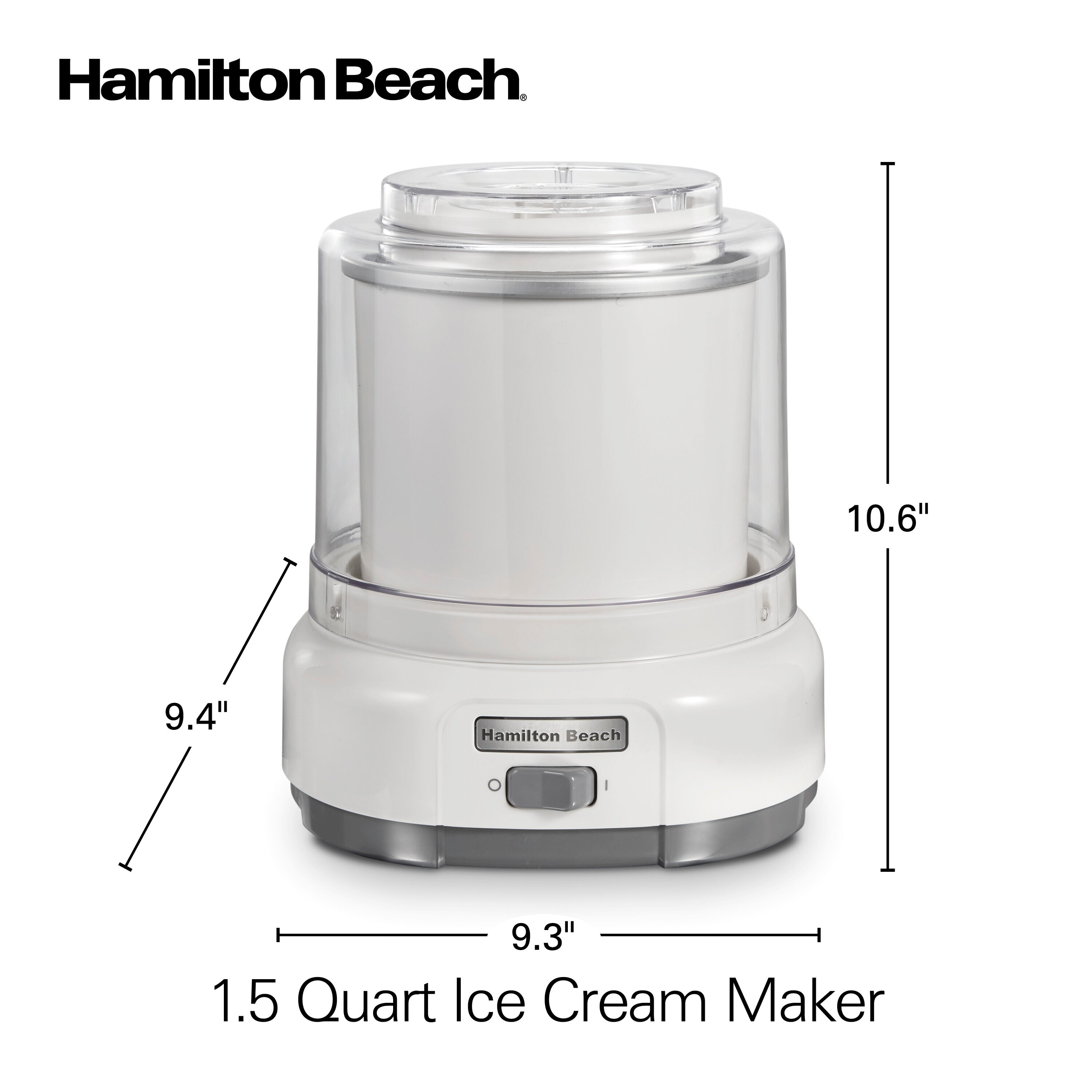 Fabricador de Helado Eléctrico de 1.5 Cuartos Hamilton Beach (Hace: Gelato, Sorbete, Yogur Congelado) 68880