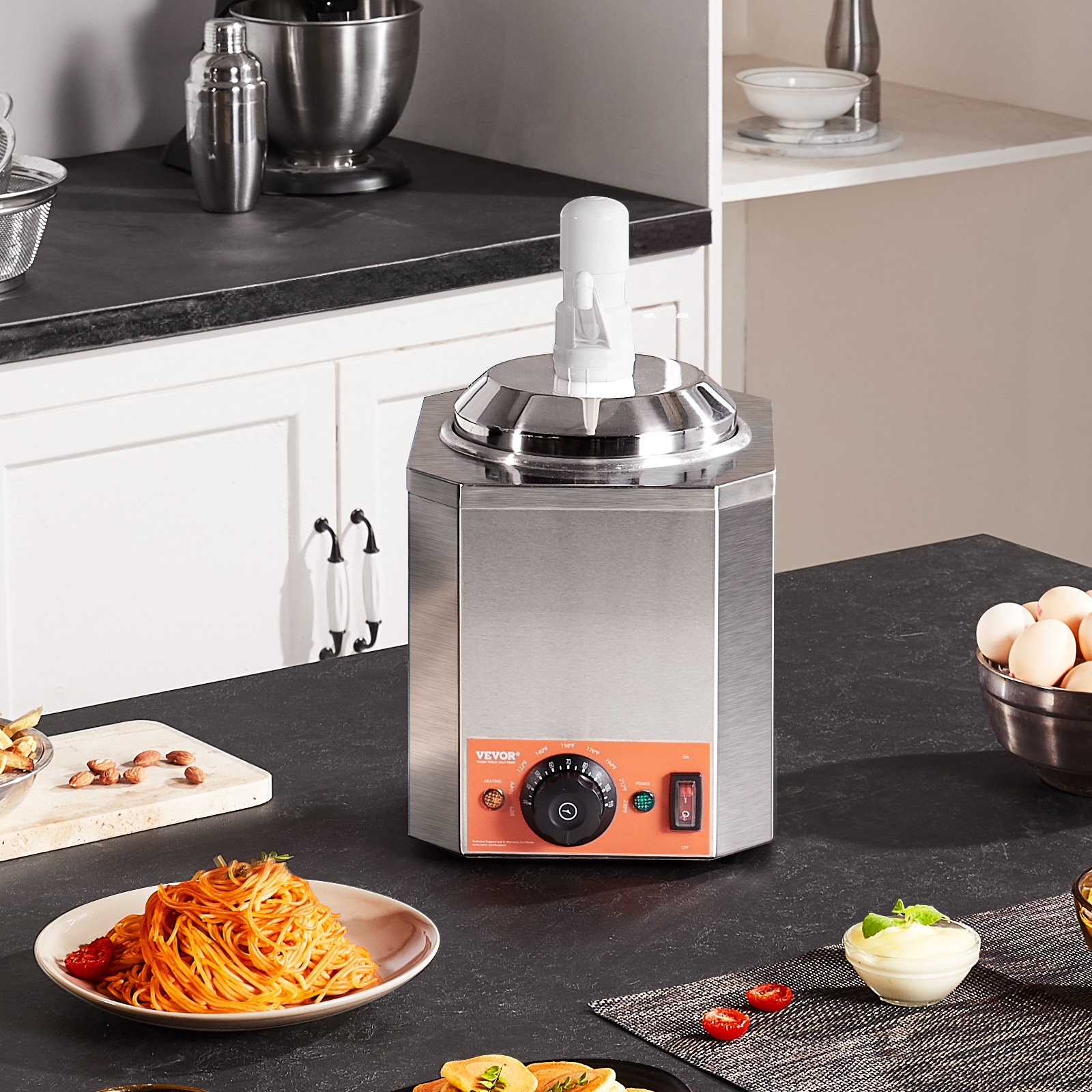 Calentador de Chocolate Caliente de 600 W 2.3 QT Calentador de Queso Derretido enchufable