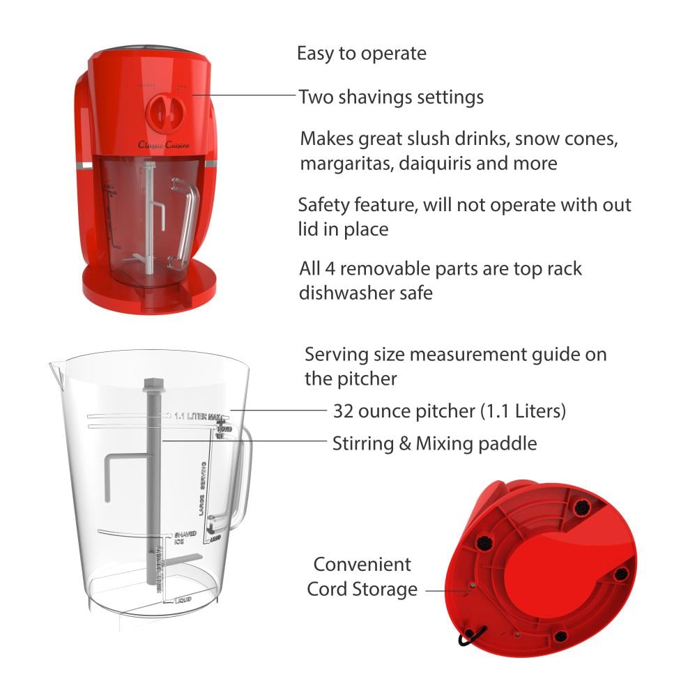 Máquina para bebidas congeladas Hastings Home de 36 oz (roja)