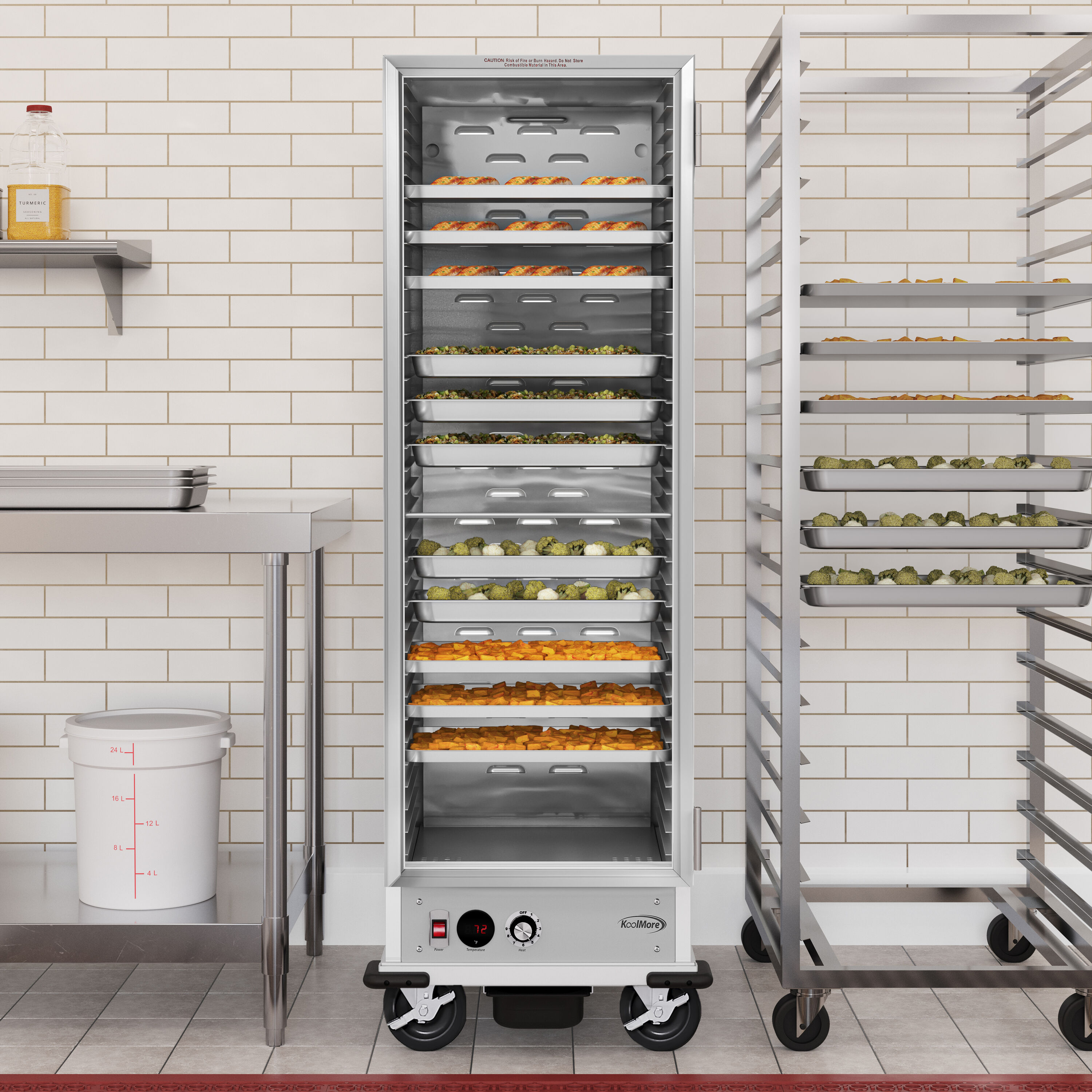 Charola para Mantener Caliente Comercial Eléctrica de 940 Cuartos de Estación Única KoolMore LOW-KM-CH36-SNGL