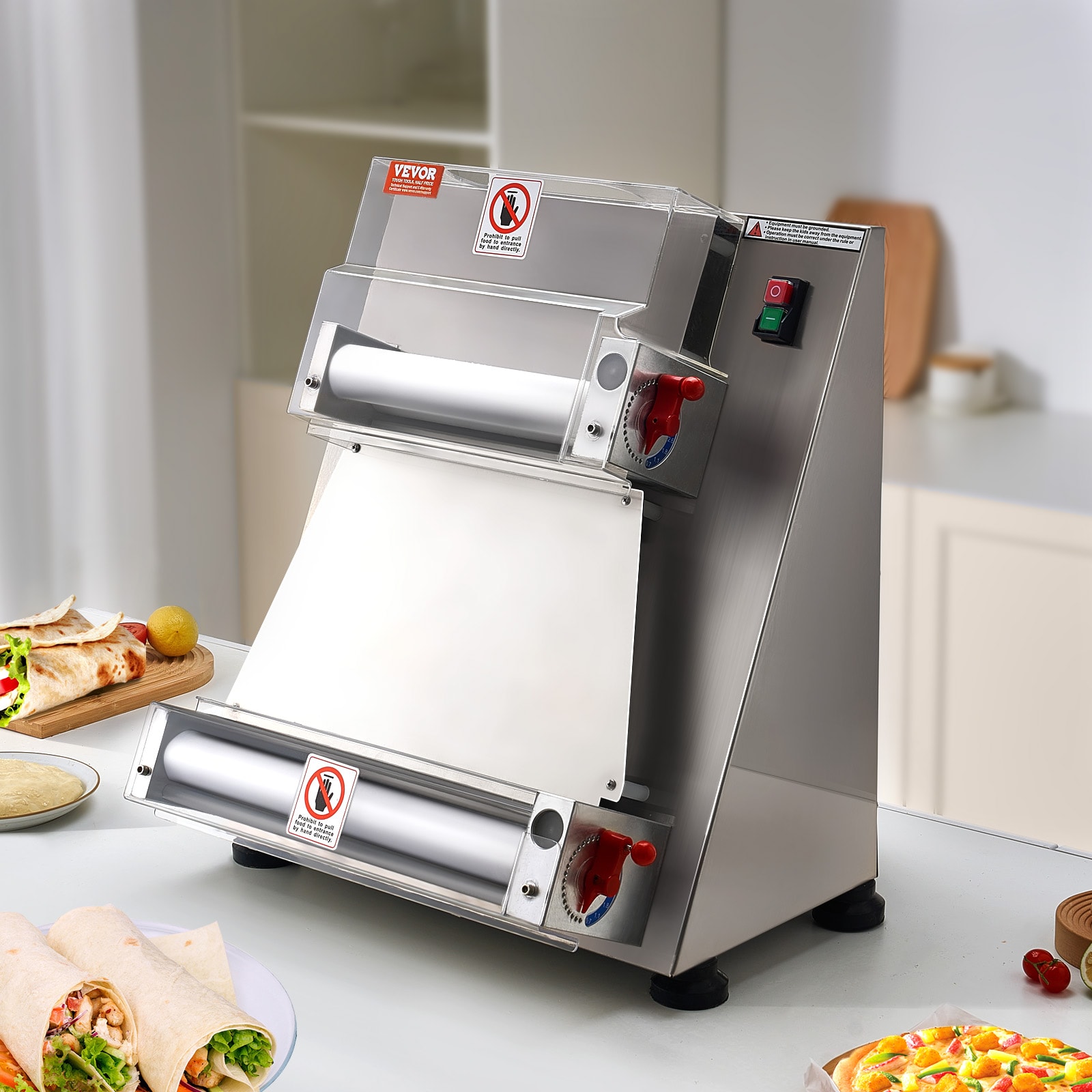Rodillo eléctrico de masa para pizza de 16 pulgadas para hacer panqueques y crepas de grosor de 1 a 5.5 pulgadas