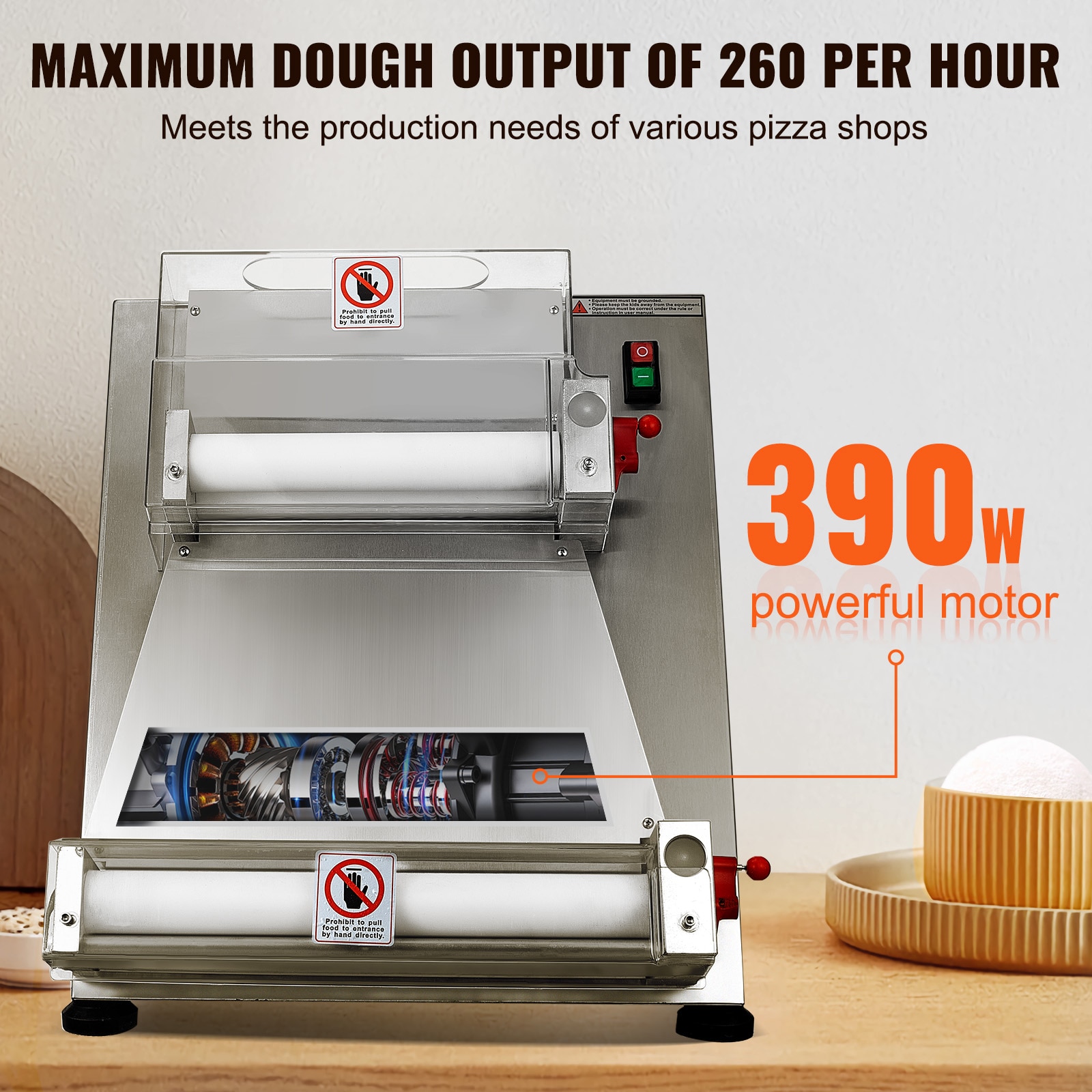 Rodillo eléctrico de masa para pizza de 16 pulgadas para hacer panqueques y crepas de grosor de 1 a 5.5 pulgadas