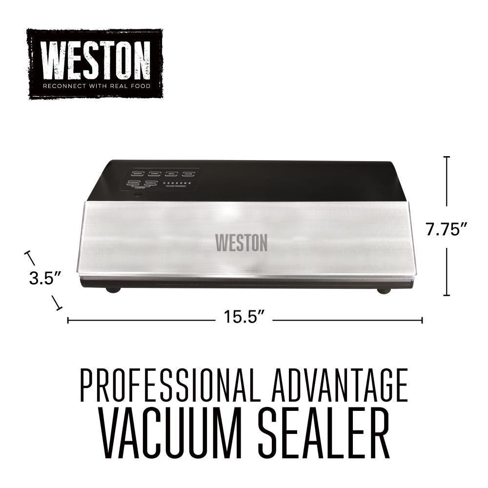 Selladora al vacío de acero inoxidable y negro de Weston Brands 9.75 pulgadas de alto x 17.5 pulgadas de ancho x 6 pulgadas de profundidad 65-0501-W