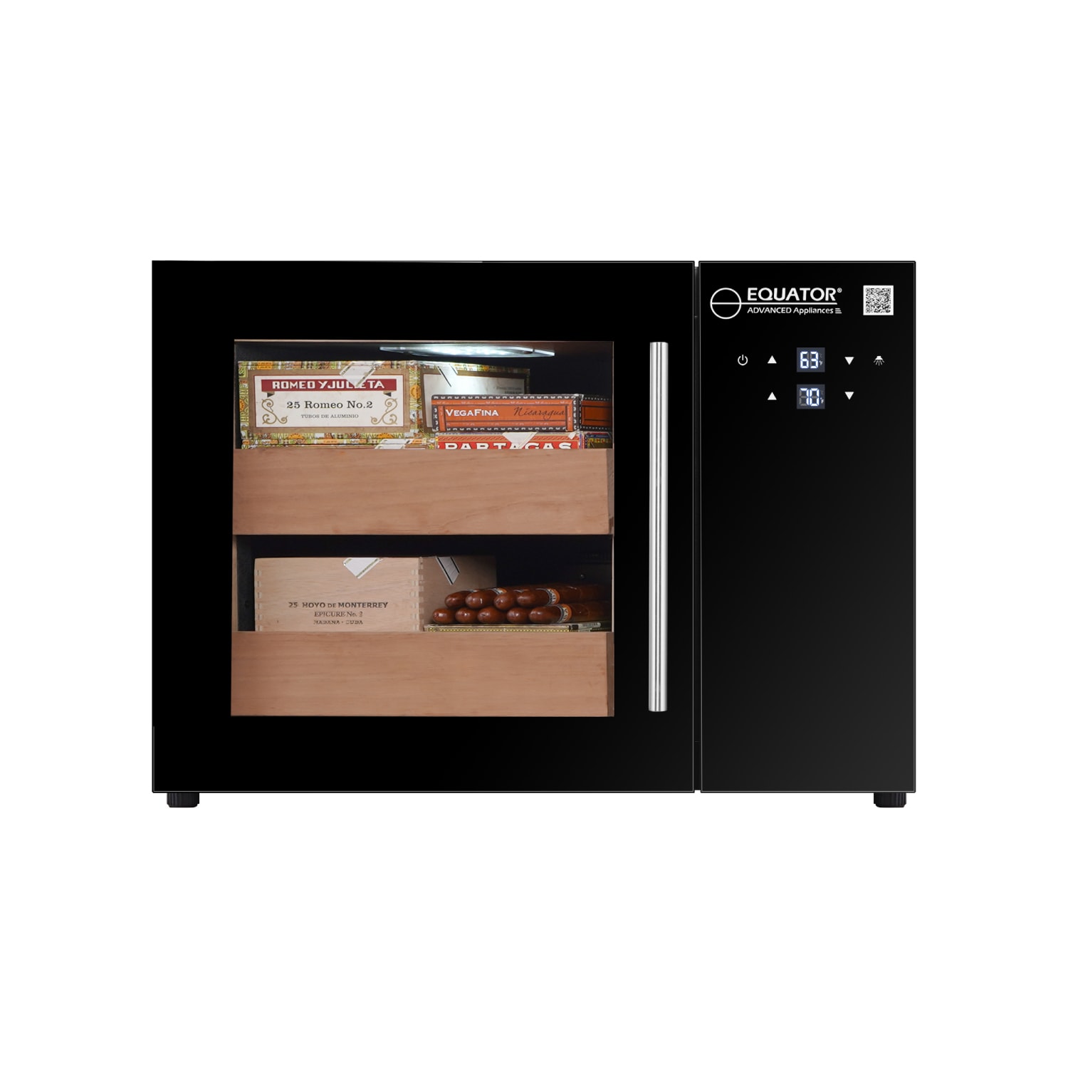 Humidor negro independiente de gabinete avanzado de Equator de 17.3 pulgadas x 25 pulgadas x 15 pulgadas (Almacena 268 Cigarros) CH 140