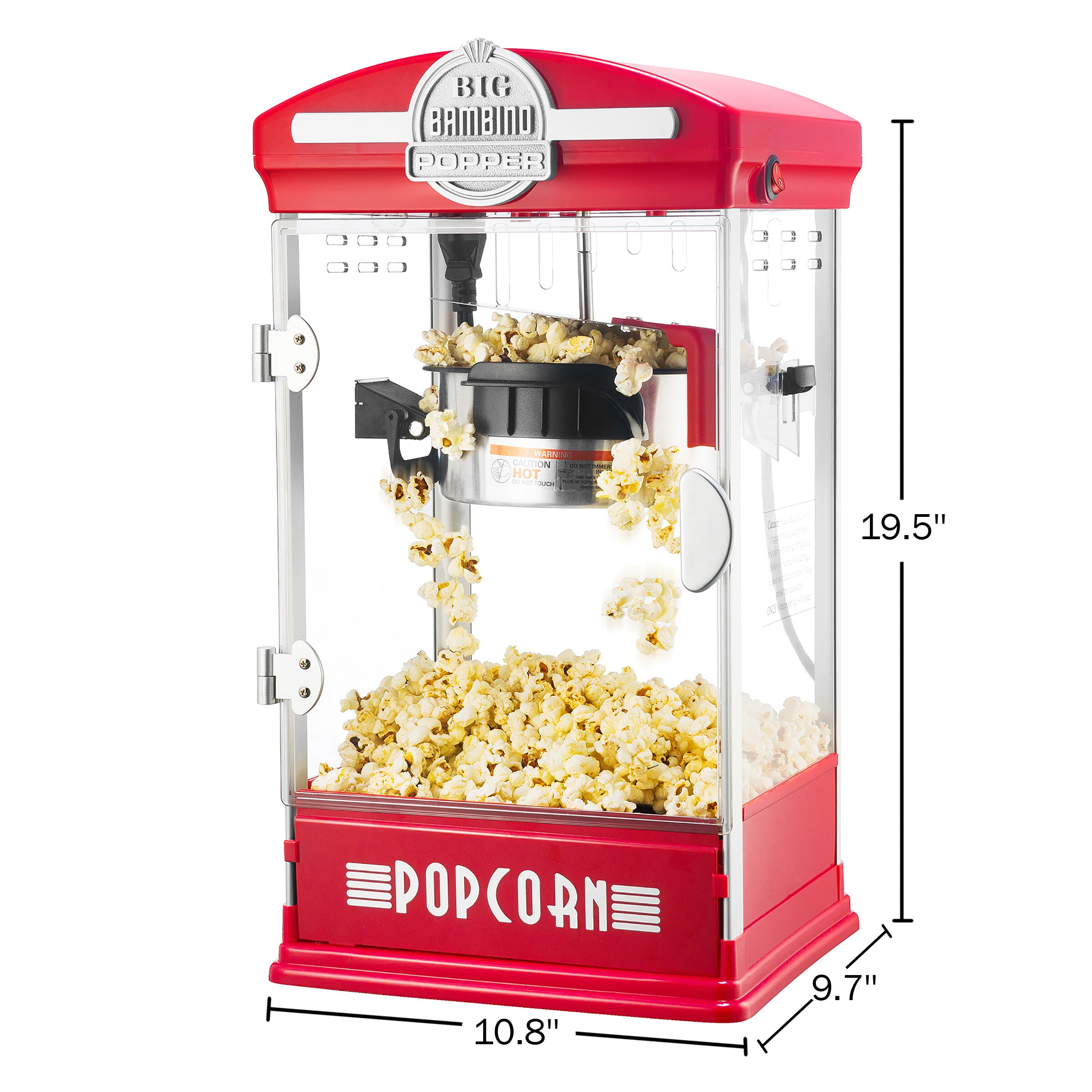 Máquina para hacer palomitas de maíz en mostrador con aceite rojo, capacidad de 0.5 tazas
