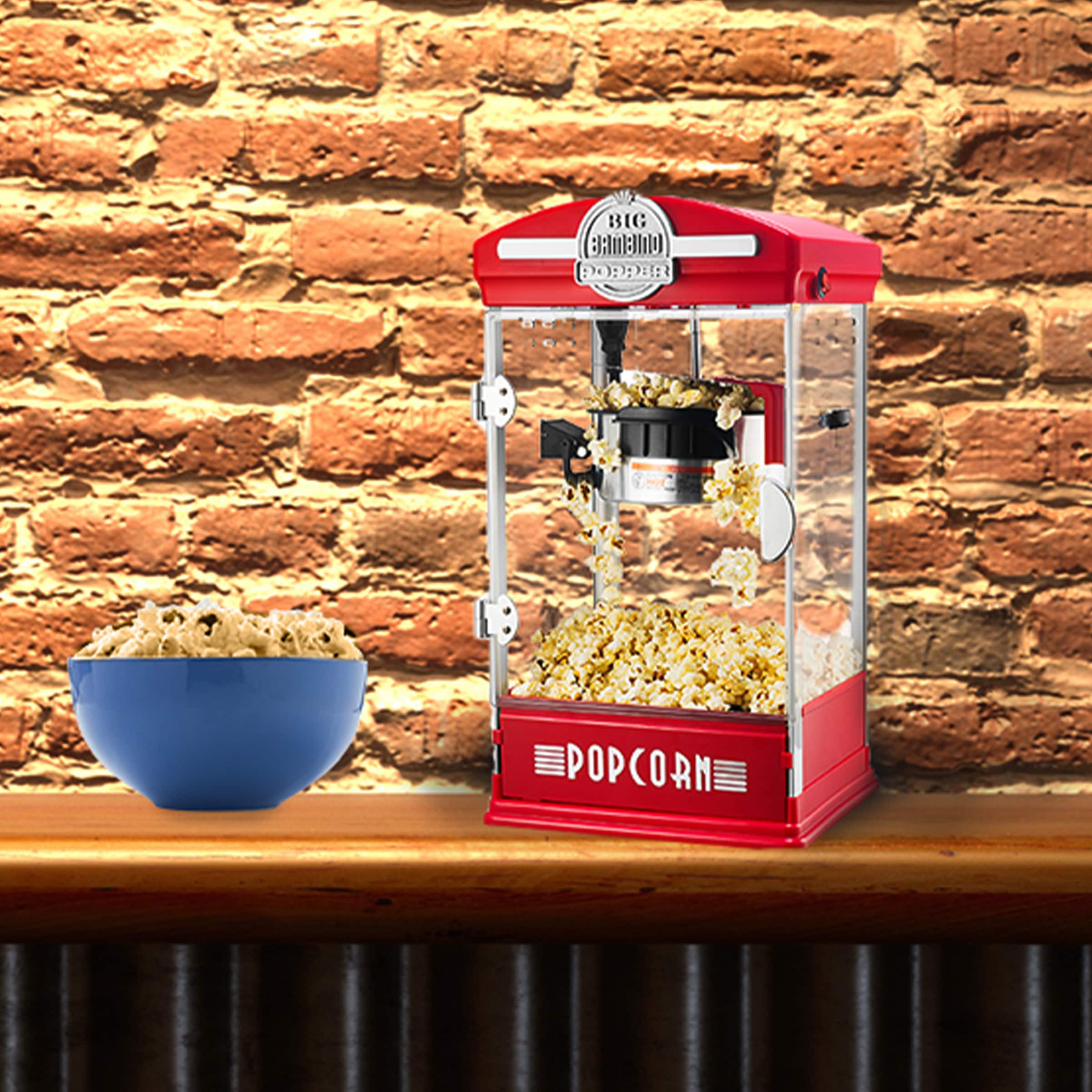 Máquina para hacer palomitas de maíz en mostrador con aceite rojo, capacidad de 0.5 tazas