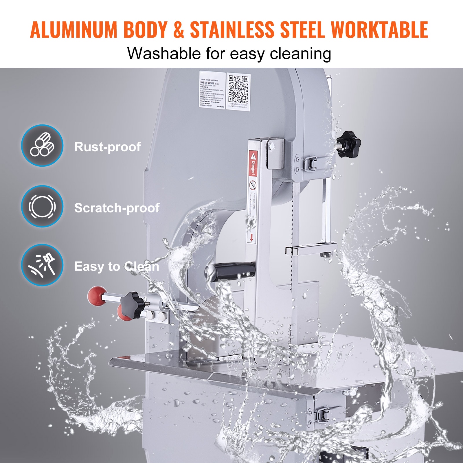 Máquina para cortar huesos de aleación de aluminio y acero inoxidable de 2200W de potencia con sierra de hueso enchufable de 8.7 pulgadas JGJTSHR-250000001V1