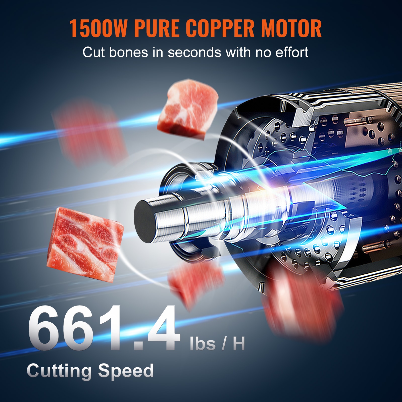 Máquina para cortar huesos de aleación de aluminio y acero inoxidable de 2200W de potencia con sierra de hueso enchufable de 8.7 pulgadas JGJTSHR-250000001V1