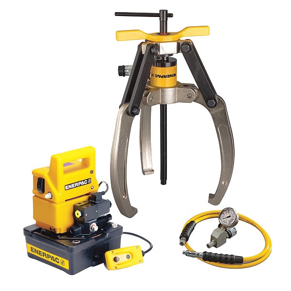 Enerpac LGHS324EB, 24 Ton, 3 Jaw, Hydraulic Lock-Grip Puller Set with Electric Pump, 115V - LGHS324EB
