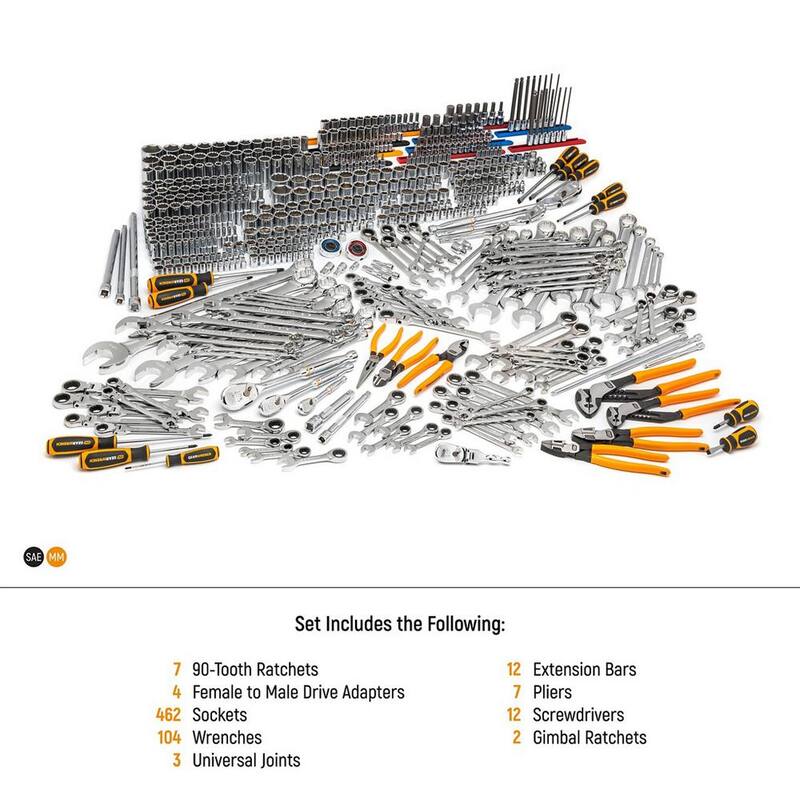 Set de herramientas maestras para mecánicos Drive GEARWRENCH de 1/4 pulgadas, 3/8 pulgadas y 1/2 pulgadas (613 piezas) - 89060