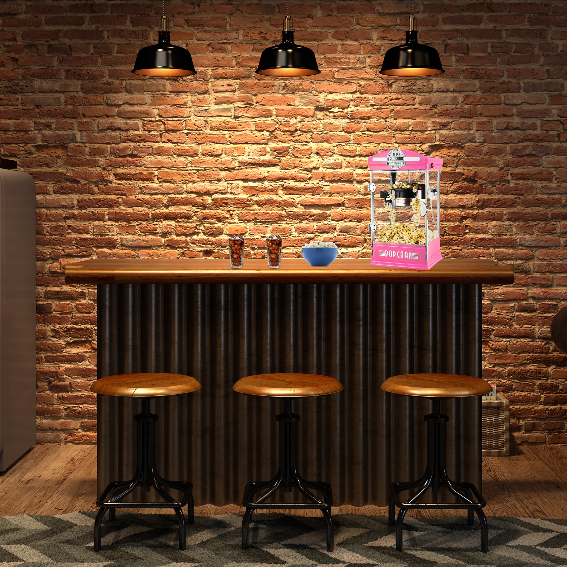 Máquina para hacer palomitas de maíz en mostrador con aceite rosa de 0.5 tazas de Great Northern Popcorn 83-DT6018