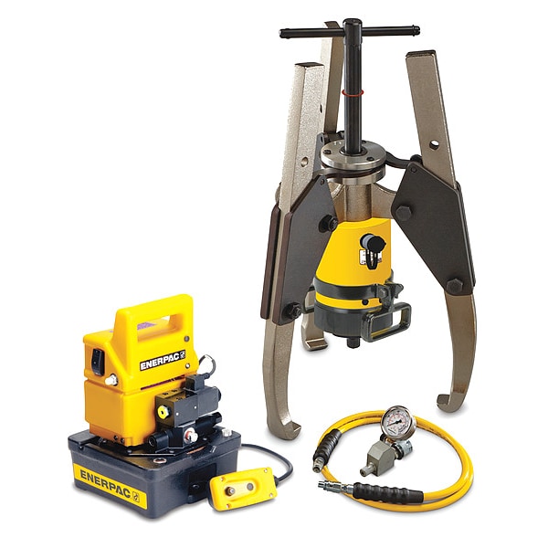 Enerpac LGHS364EB, 64 Ton, 3 Jaw, Hydraulic Lock-Grip Puller Set with Electric Pump, 115V - LGHS364EB