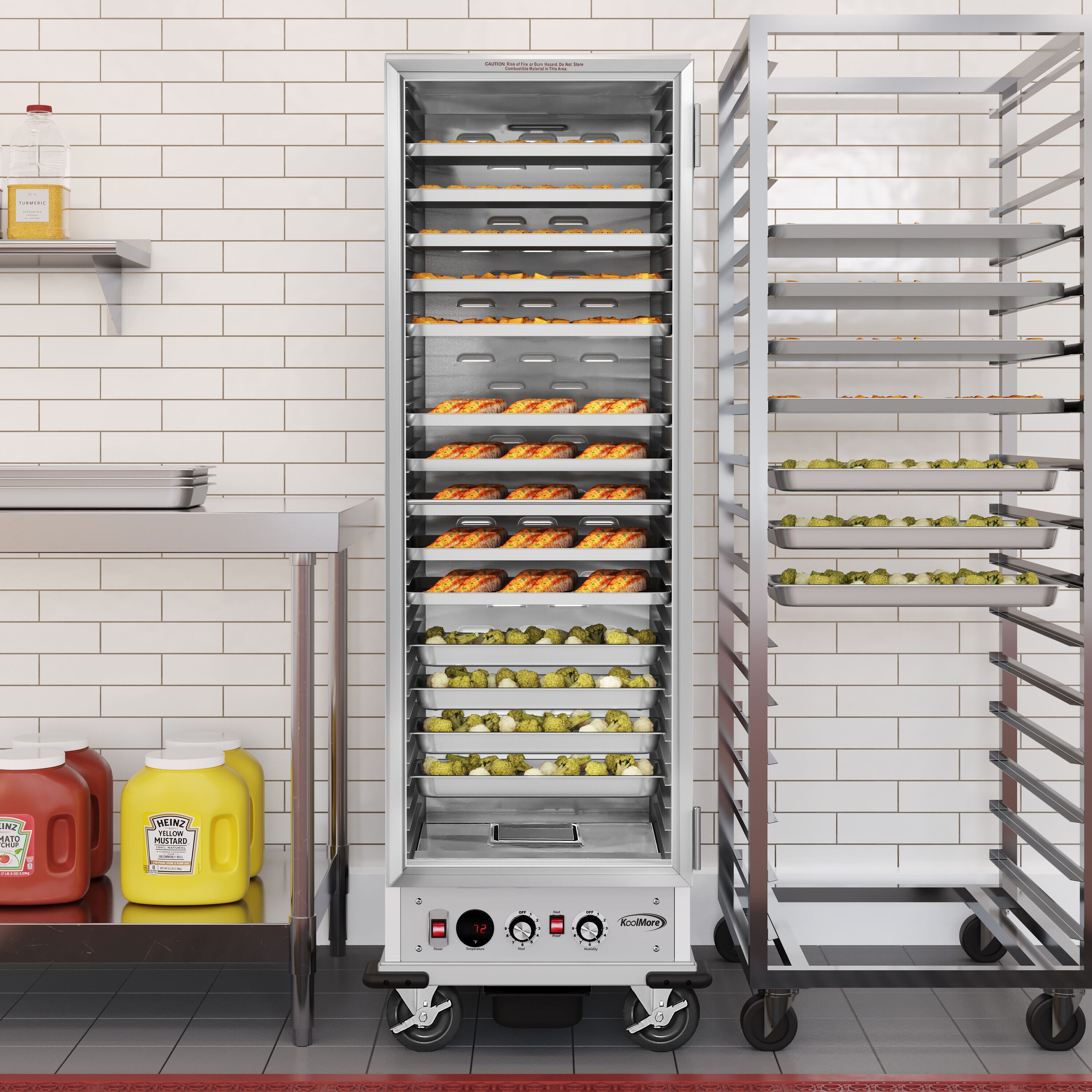 Charola Eléctrica Comercial para Mantener Caliente con una Estación de 940 Cuartos de Galón KoolMore LOW-KM-CHP36-SNGL