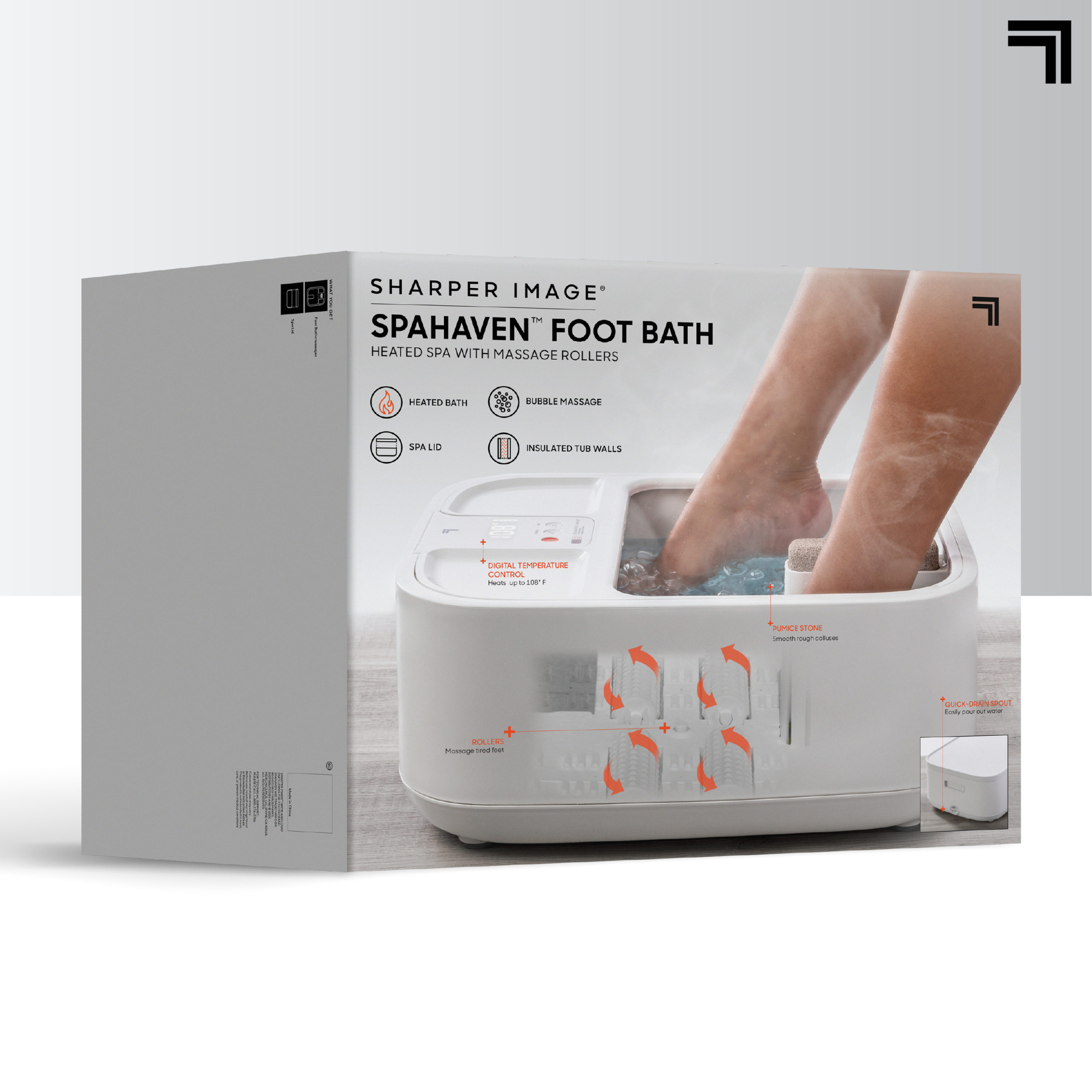Spa Sharper Image Spahaven con Rodillos de Masaje, Baño de Pies Calentado de 1 Velocidad (Blanco) 1014495