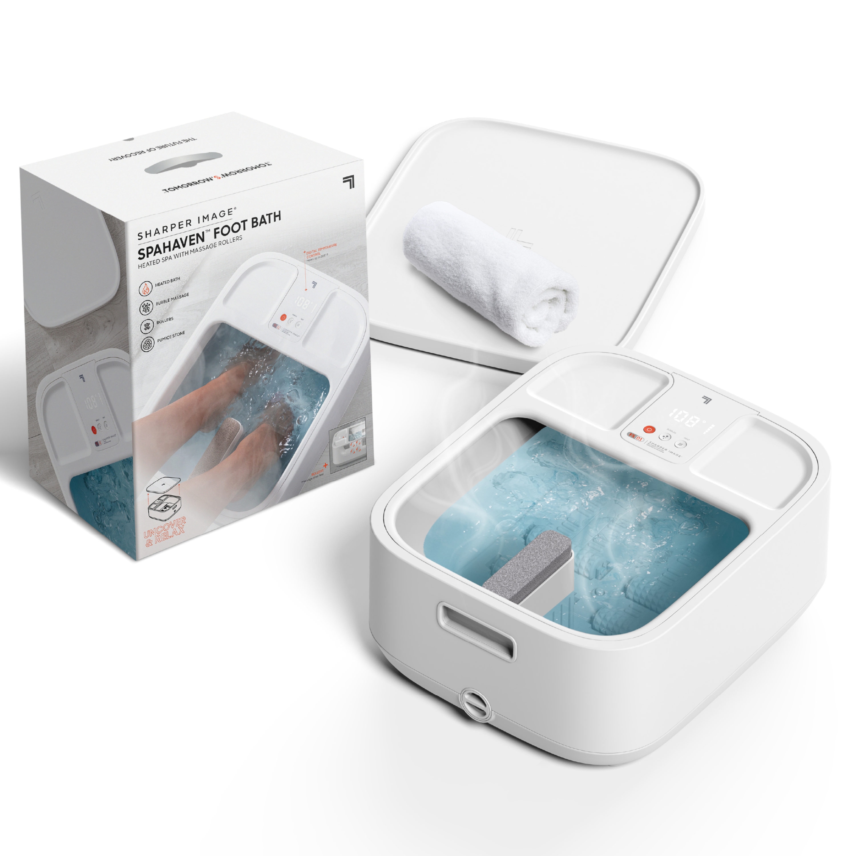 Spa Sharper Image Spahaven con Rodillos de Masaje, Baño de Pies Calentado de 1 Velocidad (Blanco) 1014495