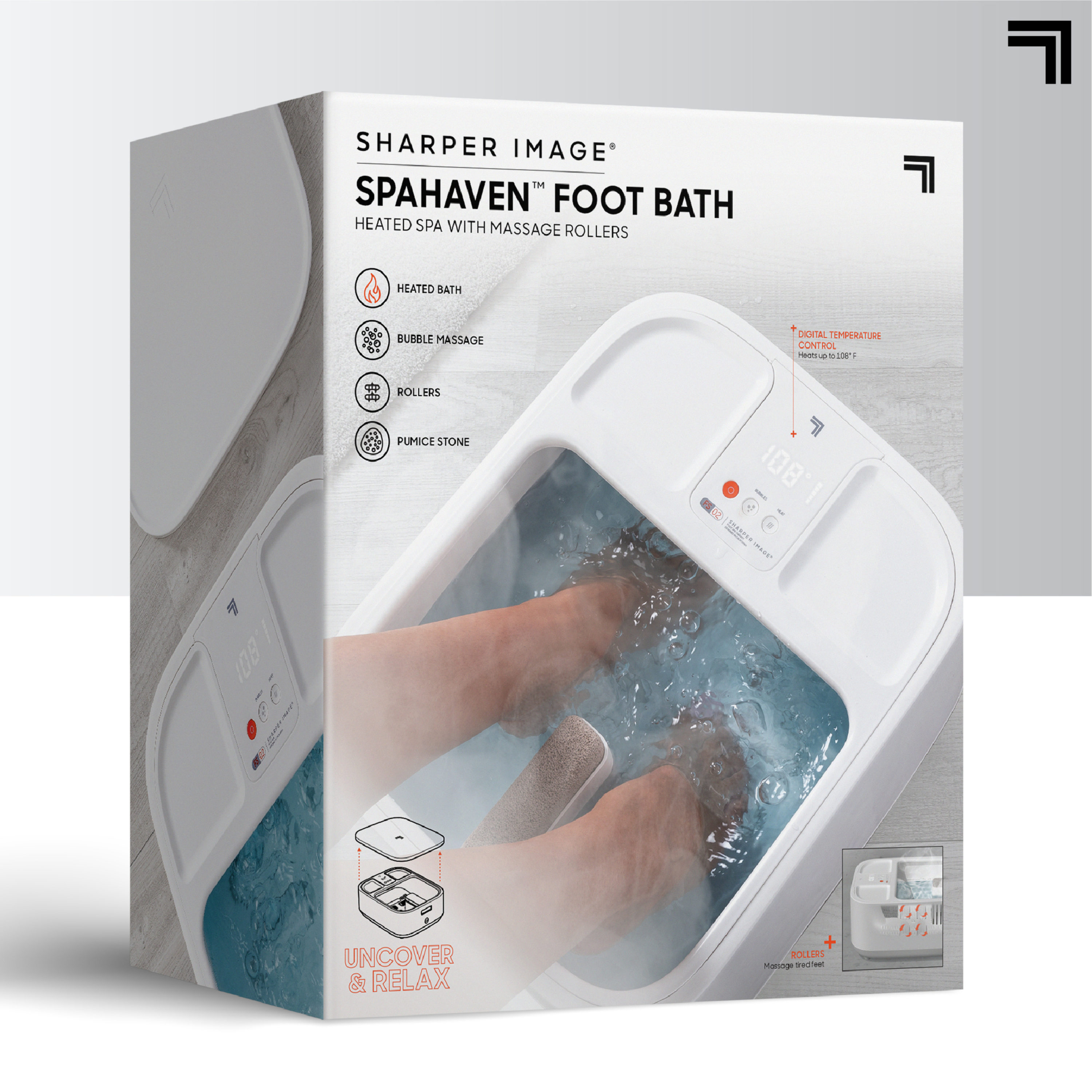 Spa Sharper Image Spahaven con Rodillos de Masaje, Baño de Pies Calentado de 1 Velocidad (Blanco) 1014495