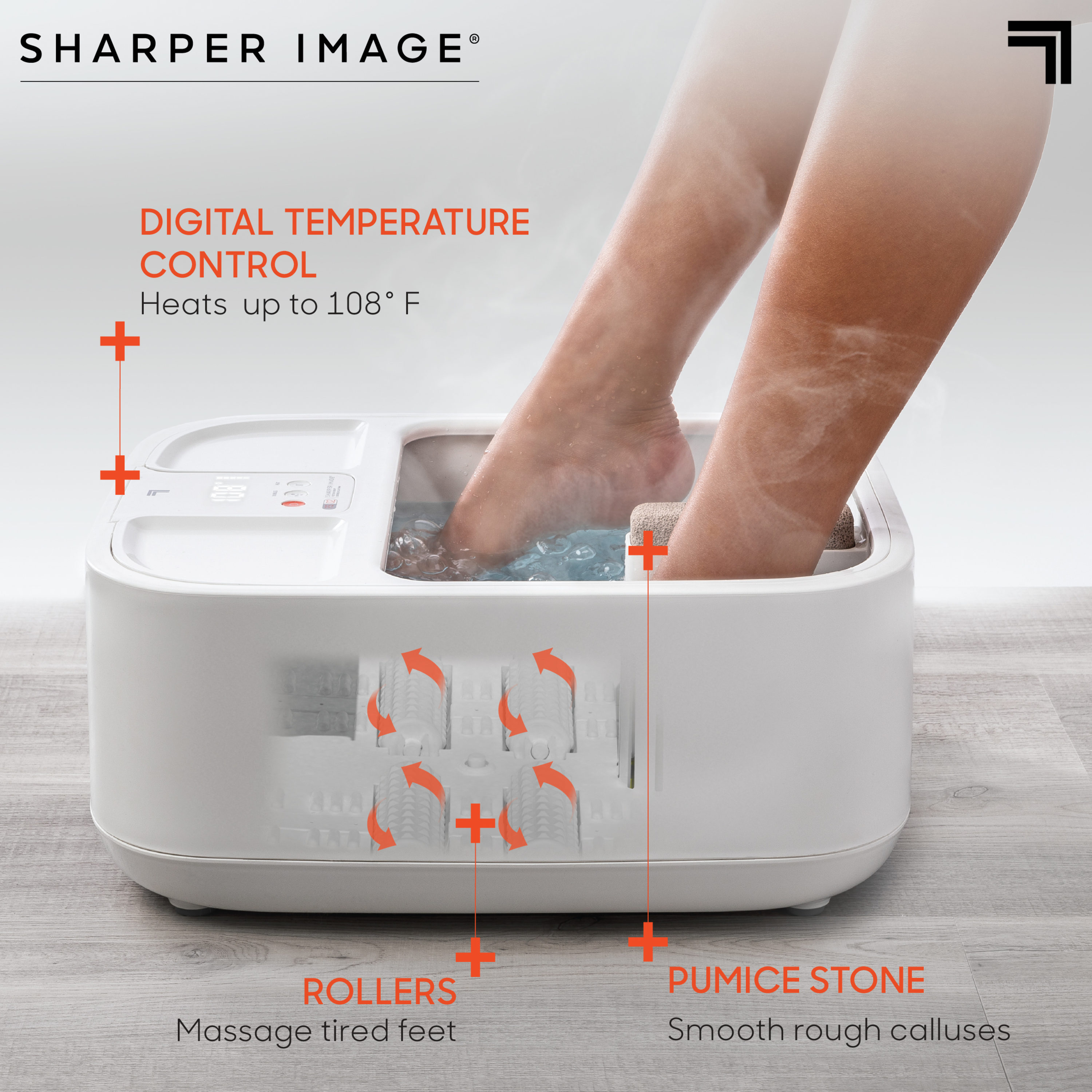 Spa Sharper Image Spahaven con Rodillos de Masaje, Baño de Pies Calentado de 1 Velocidad (Blanco) 1014495