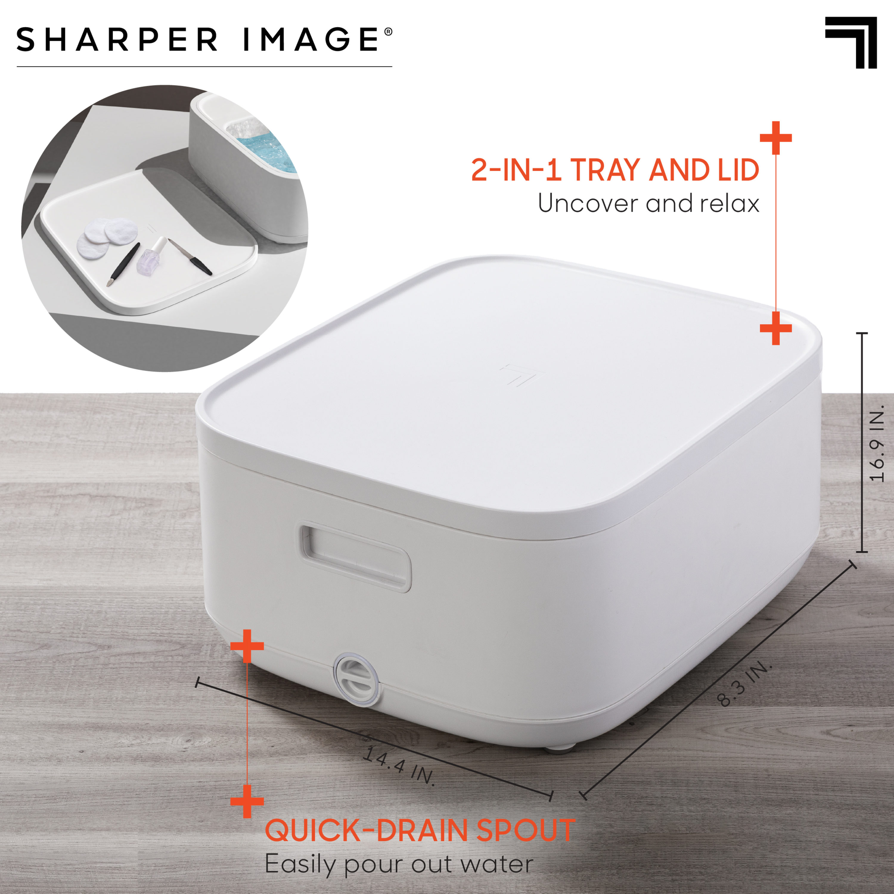 Spa Sharper Image Spahaven con Rodillos de Masaje, Baño de Pies Calentado de 1 Velocidad (Blanco) 1014495