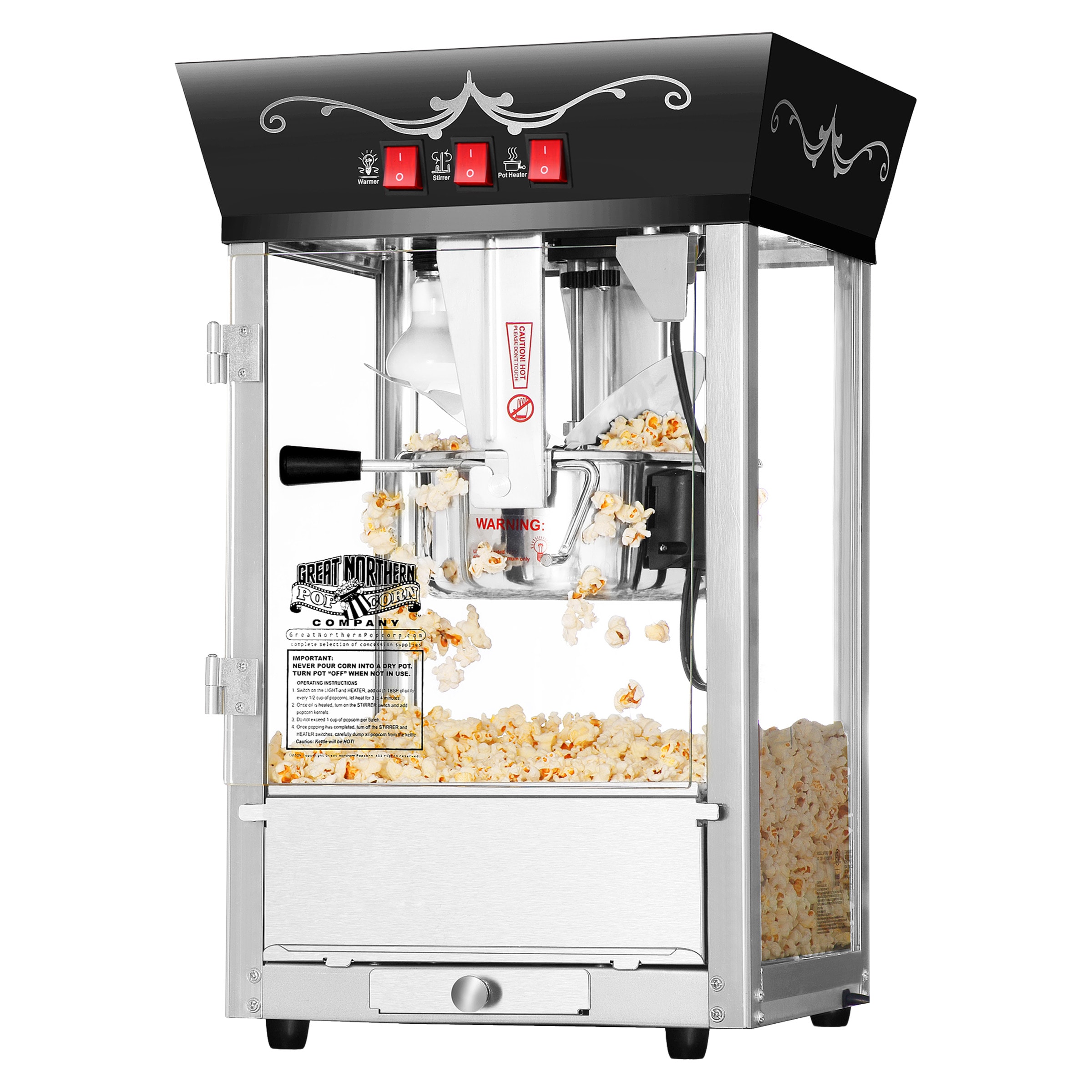 Máquina de palomitas de maíz de mostrador con aceite negro de 1 taza de Great Northern Popcorn 569864QKY